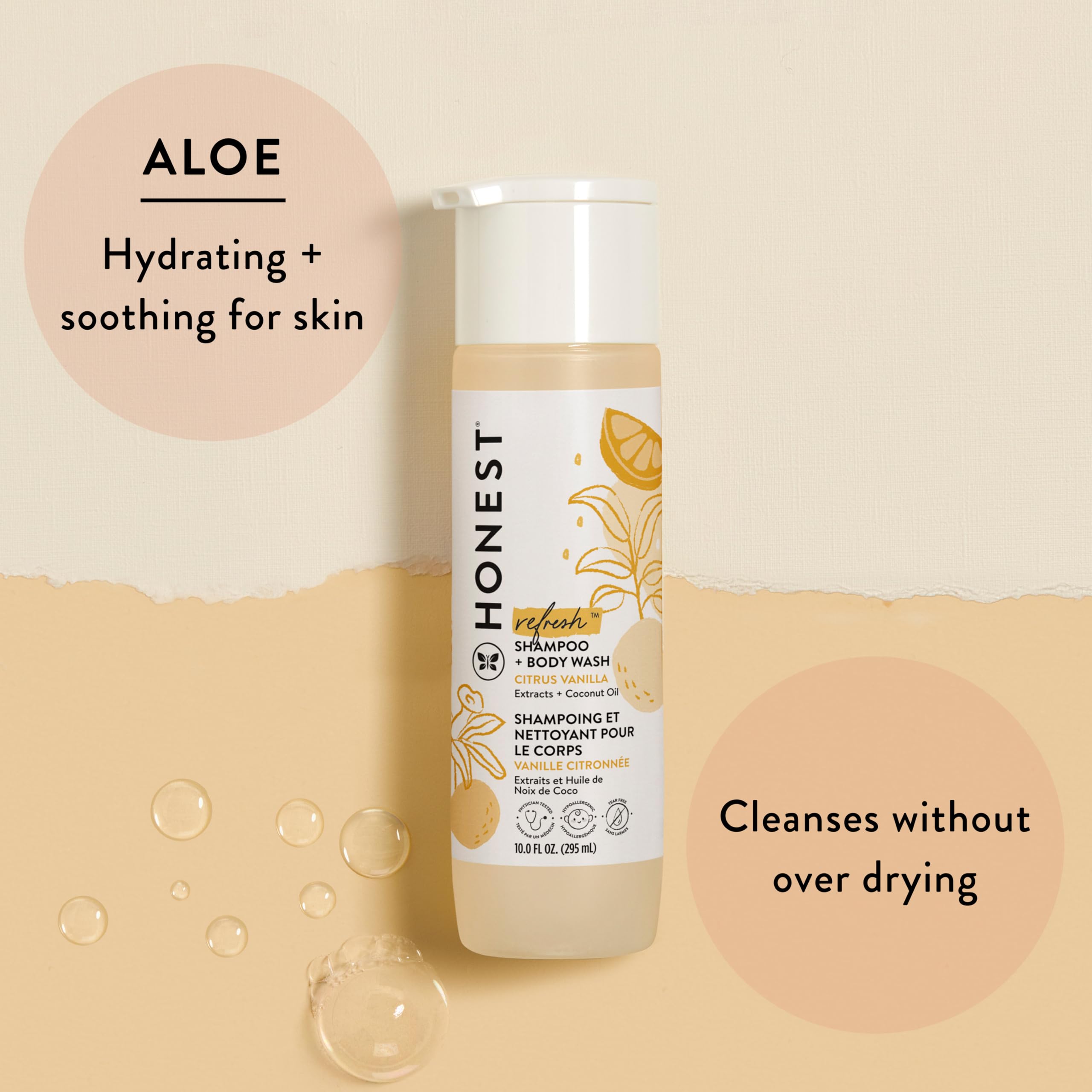 The Honest Company 2-in-1 Cleansing Shampoo + Body Wash and Face + Body Lotion Bundle | Gentle for Baby | Naturally Derived | Citrus Vanilla Refresh, 18.5 fl oz | Perfect for Newborns & Sensitive Skin | Daily Bath & Skincare Routine