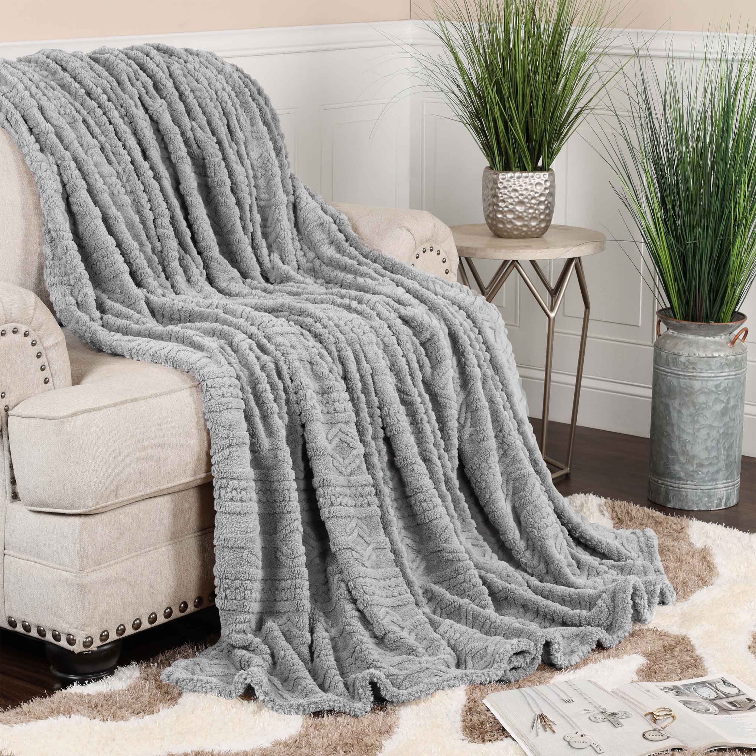 Arctic Boho Jacquard Plush Fleece Blanket - Ultra Soft & Warm Winter Throw for Couch, Bed, Sofa - Perfect for Home Decor, Cozy Nights & Gift Giving