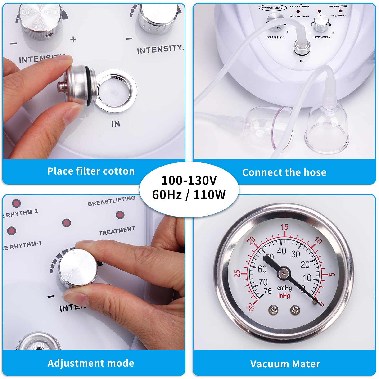 Titoe Vacuum Therapy Machine - 6 Mode Adjustable Suction (0-75cmHg) with 30 Cups & 3 Pumps - Multifunctional Cupping Massager for Pain Relief, Cellulite Treatment & Muscle Recovery - Perfect for Home Spa, Physical Therapy & Beauty Salon Use