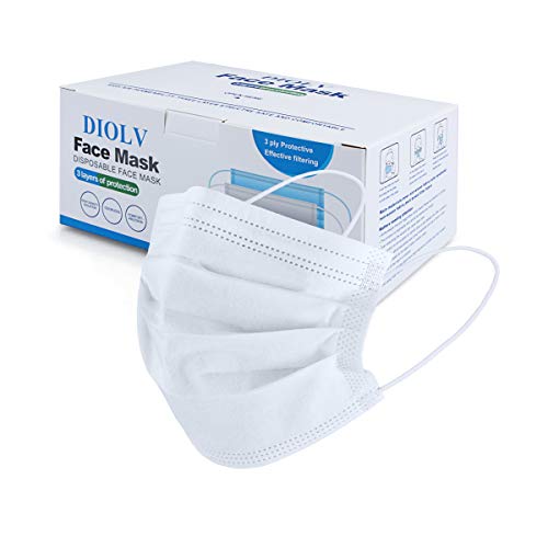 DIOLV Disposable Face Masks for Kids - 50 Pack White Protective Cover Masks for Boys & Girls - Perfect for School, Travel, and Daily Protection