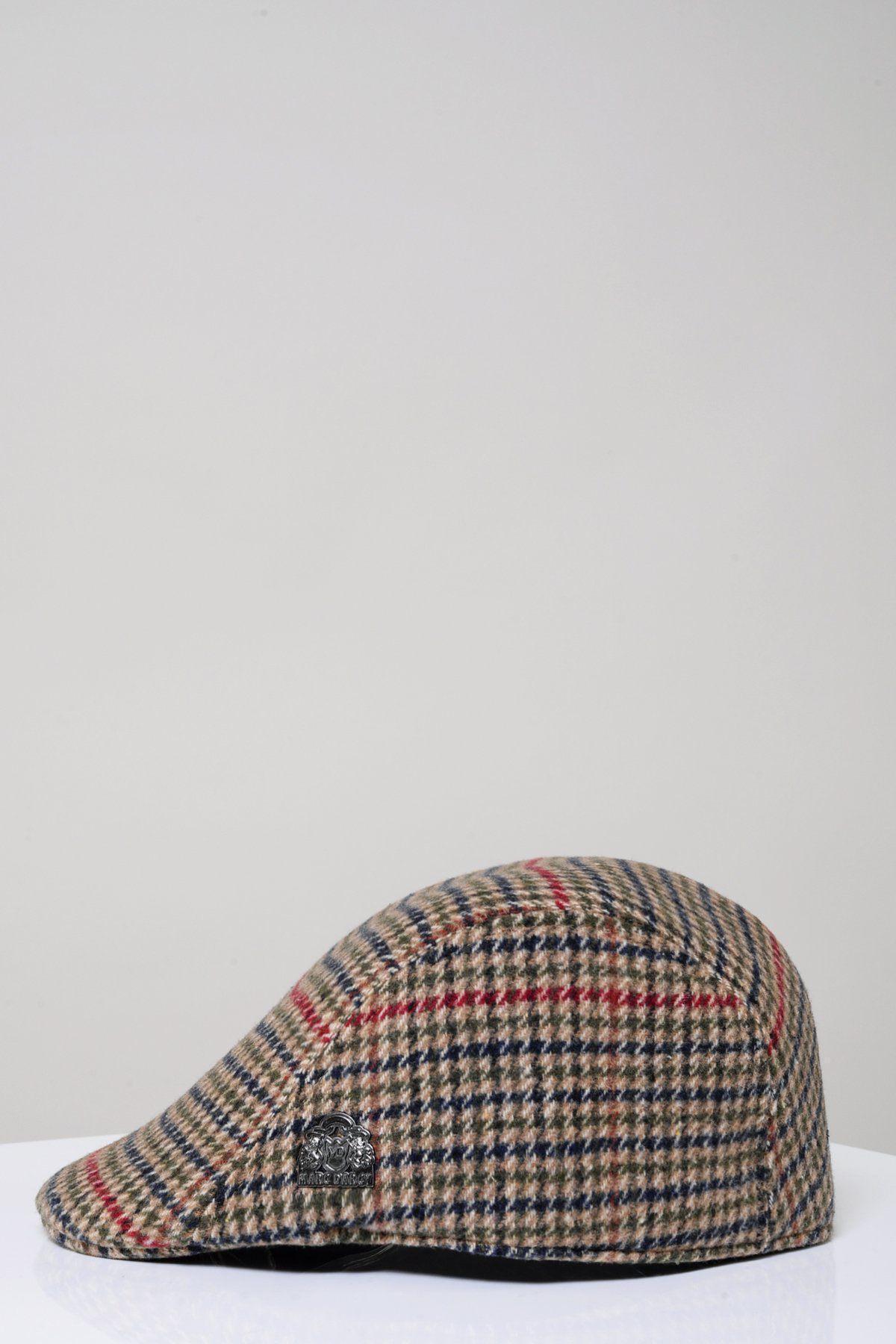 Edward Olive Green Check Tweed Flat Cap for Men - Vintage Style Newsboy Hat for Casual Wear, Outdoor Activities, and Fashion Accessories