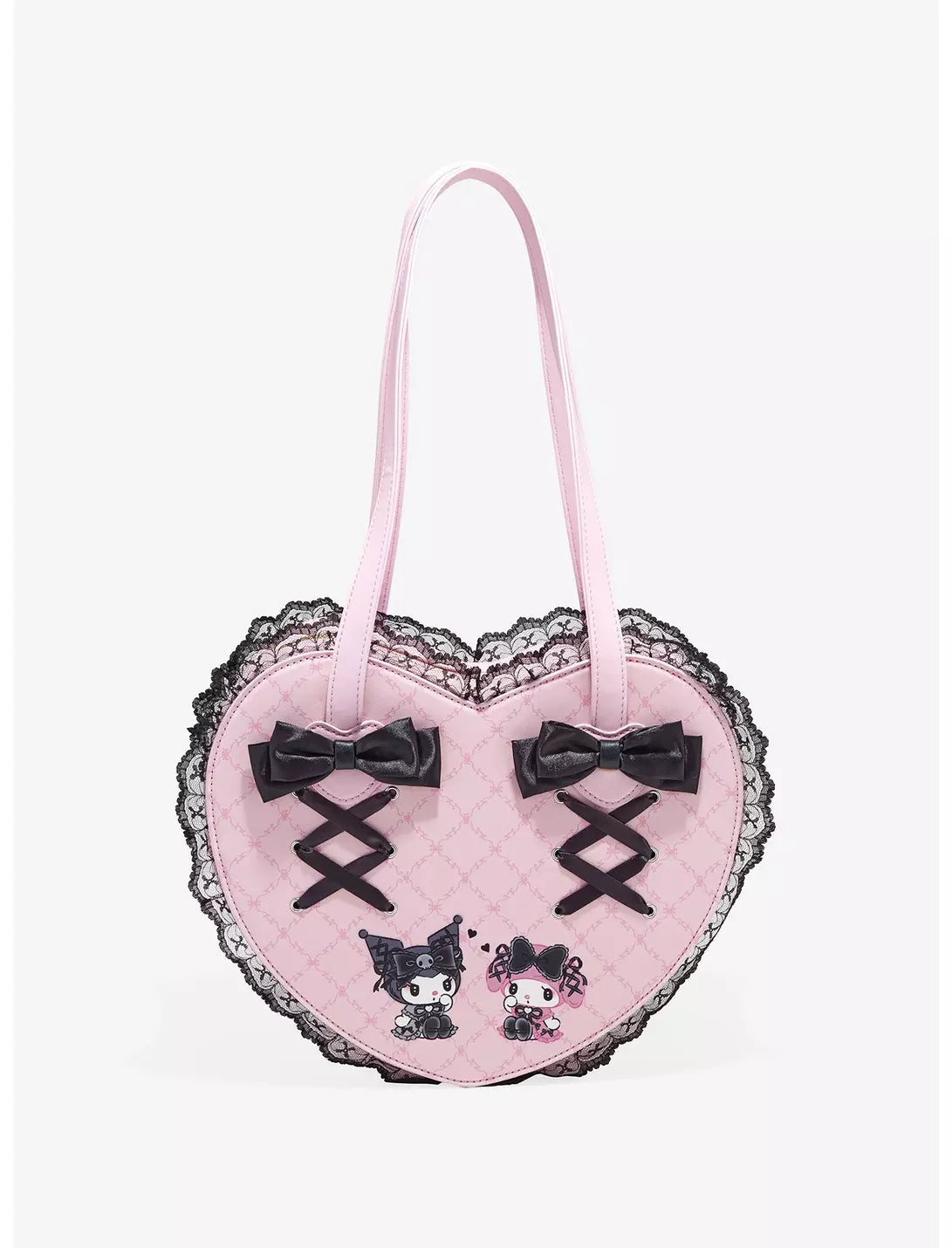 My Melody X Kuromi Lolita Style Heart-Shaped Crossbody Bag - Kawaii Anime Fashion Accessory for Cosplay, Conventions & Everyday Use