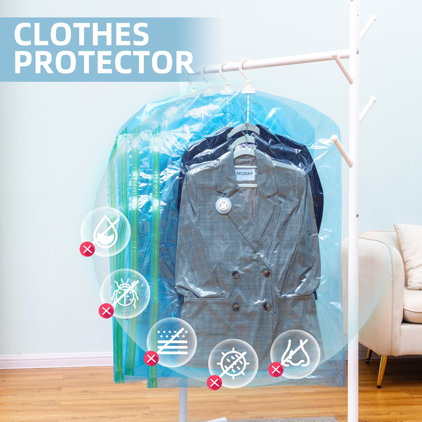 Vacuum Storage Bags 4 Pack (41.3x27.6 Inch) - Space Saving Hanging Garment Bags for Clothes, Jackets, Suits & Dresses | Closet Organizer for Seasonal Clothing Storage | Perfect for Travel, Moving & Home Organization