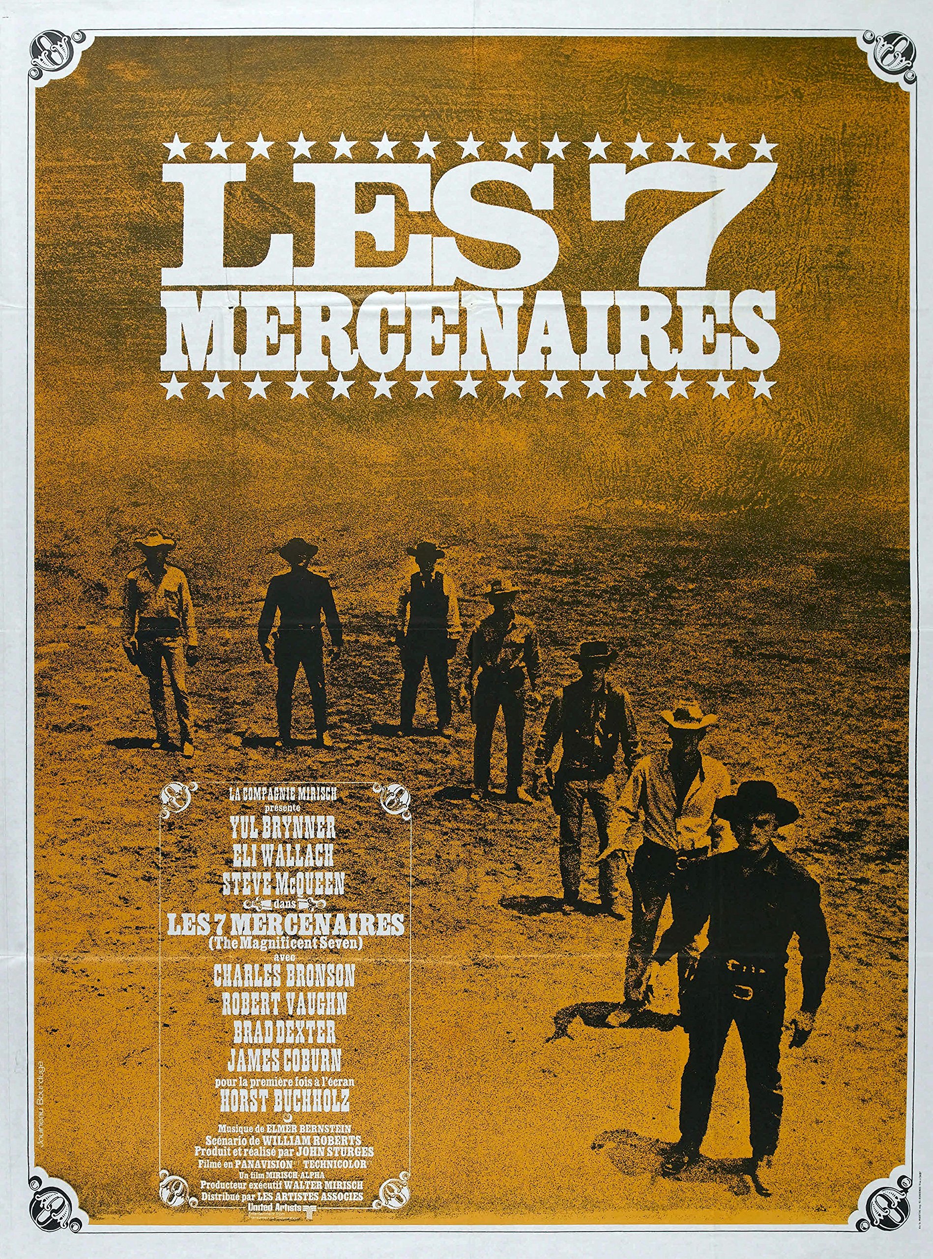 Vintage Tin Sign Poster - The Magnificent Seven Movie, French Style | Western Decor for Home, Bar, Cafe & Man Cave