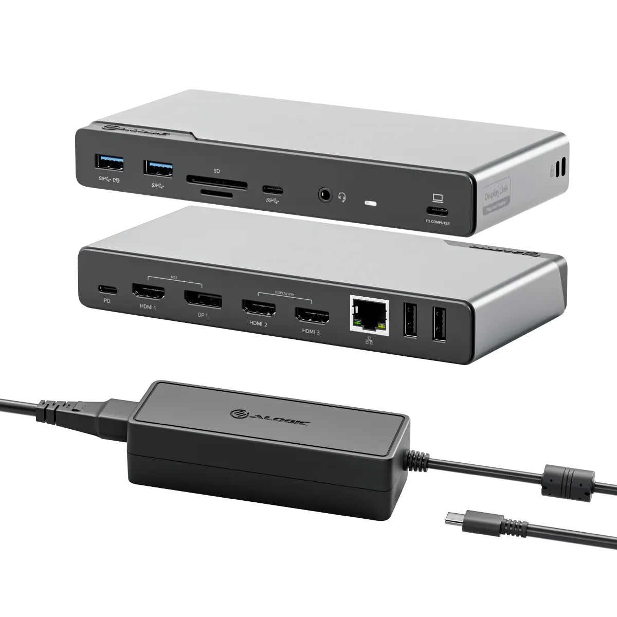 DV4 Universal Quad Display Docking Station with 100W Power Delivery - 4K HDMI & DisplayPort - Laptop Dock for MacBook/Windows - Power Adapter Included - Perfect for Home Office & Multi-Monitor Setup