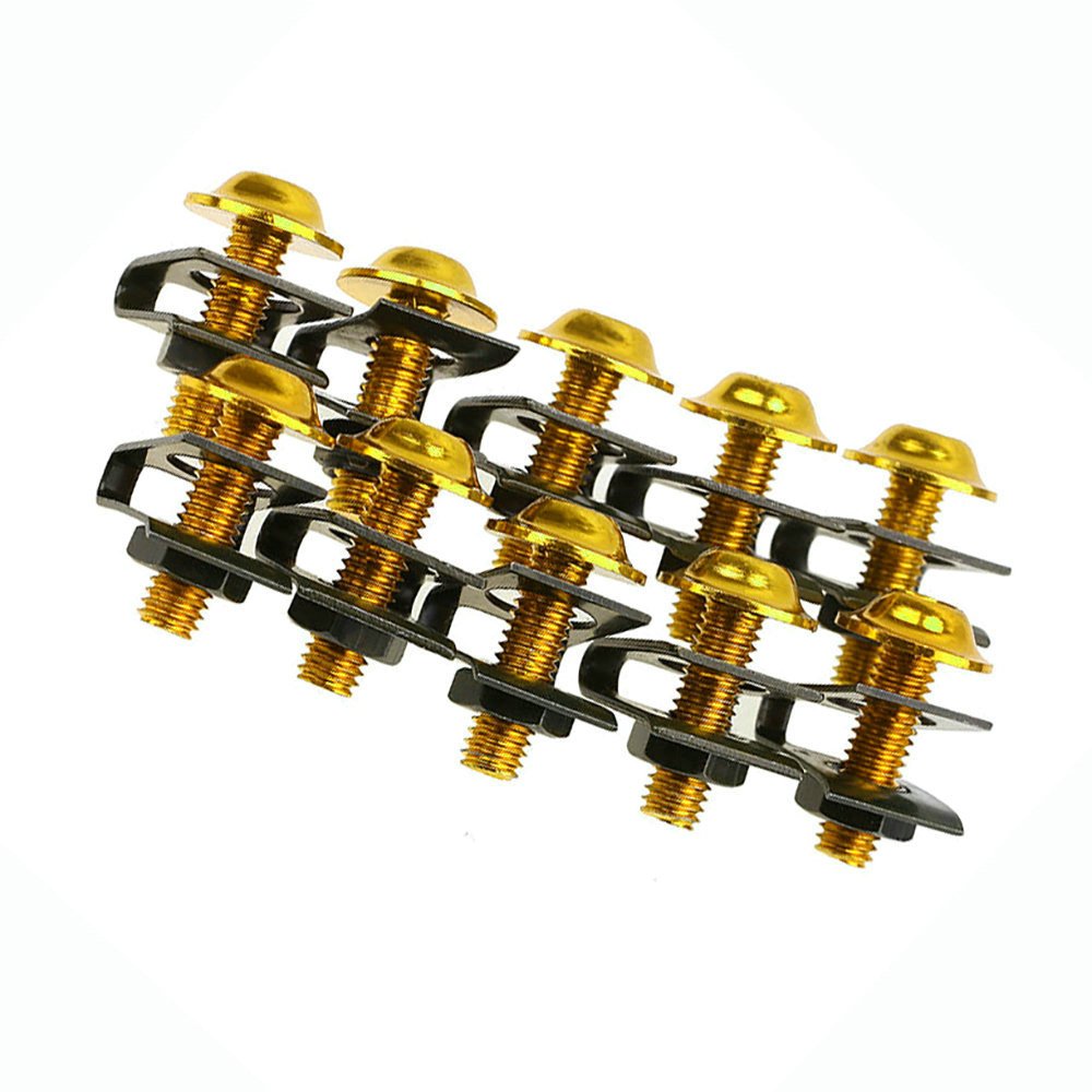 Yibid M6 6mm Motorcycle Fairing Bolts Kit - Gold Aluminum Steel Fastener for Sportbike Body Repair
