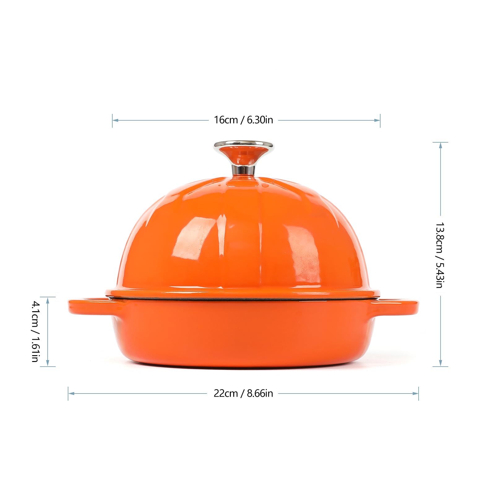 Enameled Orange Cast Iron Bread Cloche - 6.3 Inch (16cm) Sourdough Baking Pan for Artisan Bread | Perfect for Dutch Oven Baking, Homemade Loaves & Rustic Bread Making