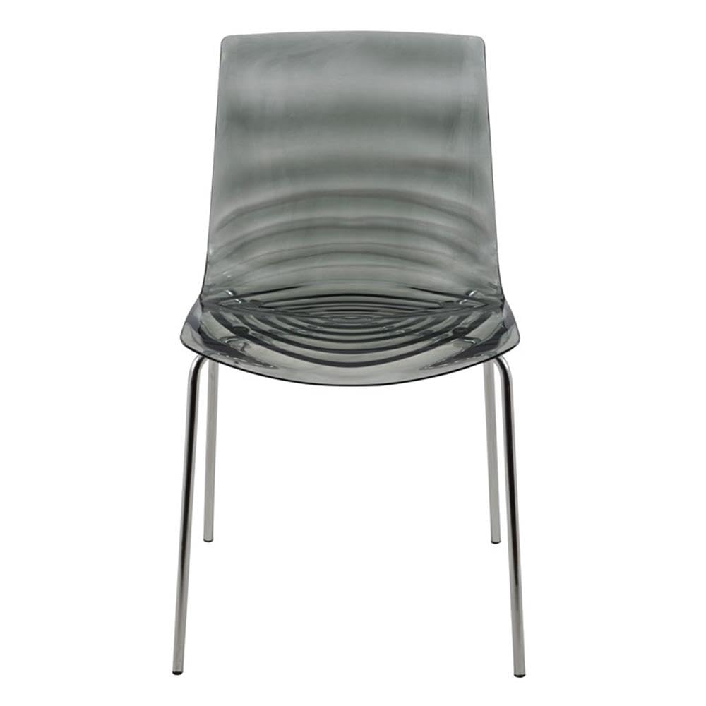 Modern Acrylic Lucite Dining Chair with Chrome Metal Legs - LeisureMod Astor Water Ripple Design for Contemporary Dining Room, Kitchen, Office & Small Spaces - Perfect for Home Decor, Restaurant Seating & Compact Living Areas