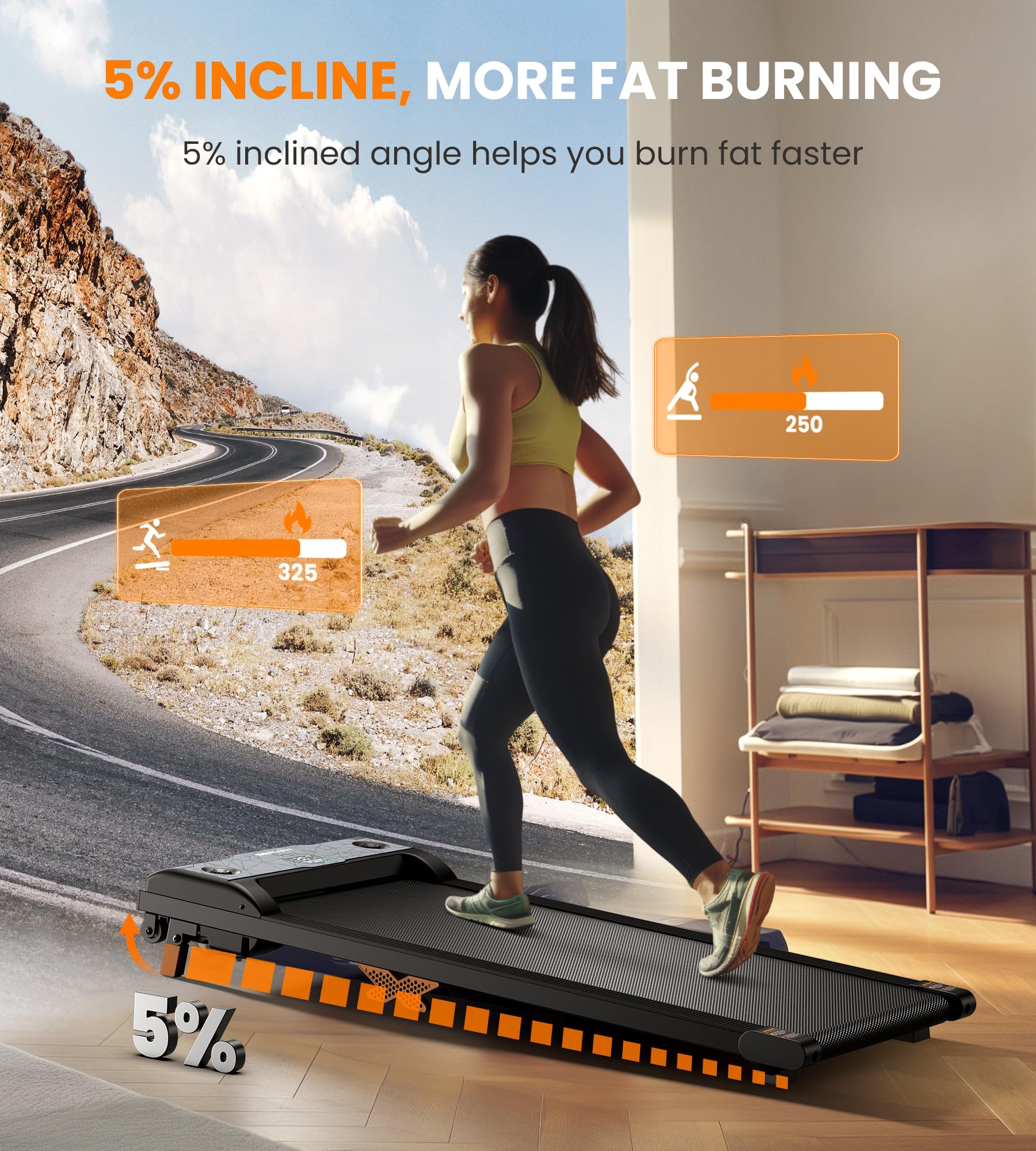 3-in-1 Under Desk Treadmill with Incline - Portable Walking & Jogging Machine with Remote Control, LED Display & Safety Switch - Compact Home Office & Gym Equipment for Workouts While Working