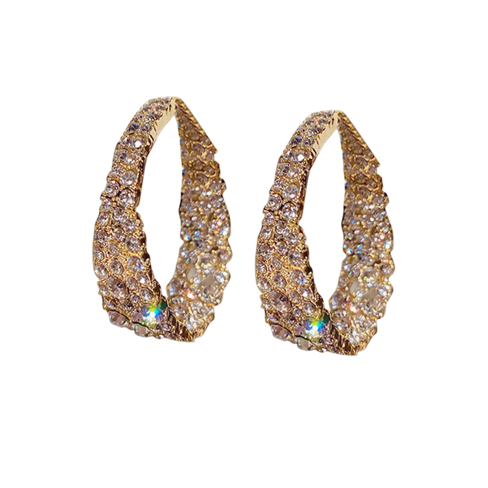 iWINTOP Diamond Dangle Earrings for Women - Vintage Gold & Silver Hoop Earrings with Flash Crystals | Trendy Fashion Jewelry Gifts for Women & Girls | Perfect for Parties, Weddings & Date Nights (#02)