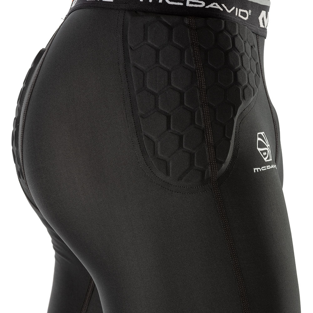 HEX® Basketball Compression ¾ Tights with Hip & Tailbone Pads - Men's Protective Basketball Pants for Training & Games - Enhanced Mobility & Impact Protection