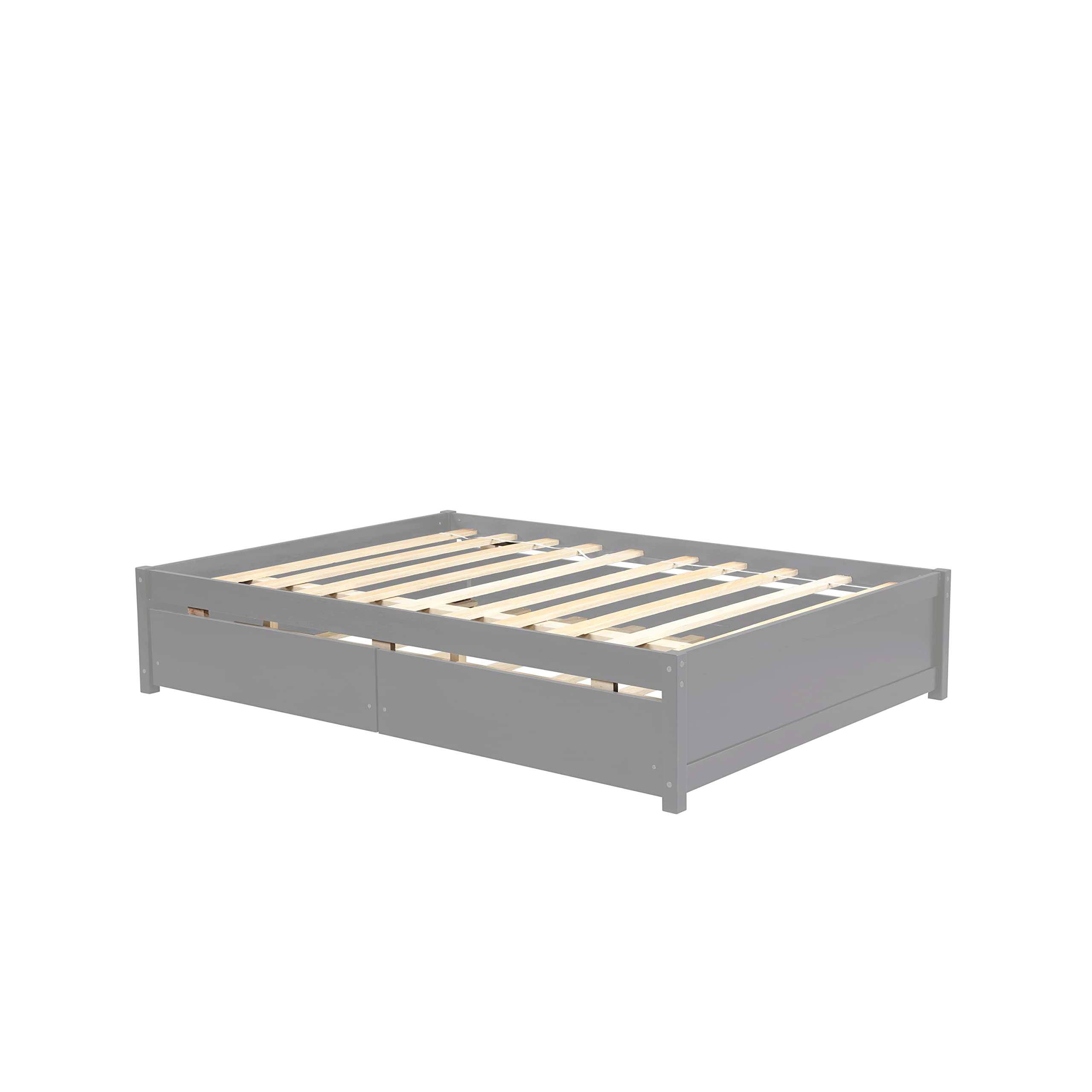 Solid Wood Full Size Platform Bed Frame with Trundle & Storage Drawers - Grey Captain Bed for Kids, Teens & Adults - Perfect for Small Spaces, Guest Rooms & Dormitories