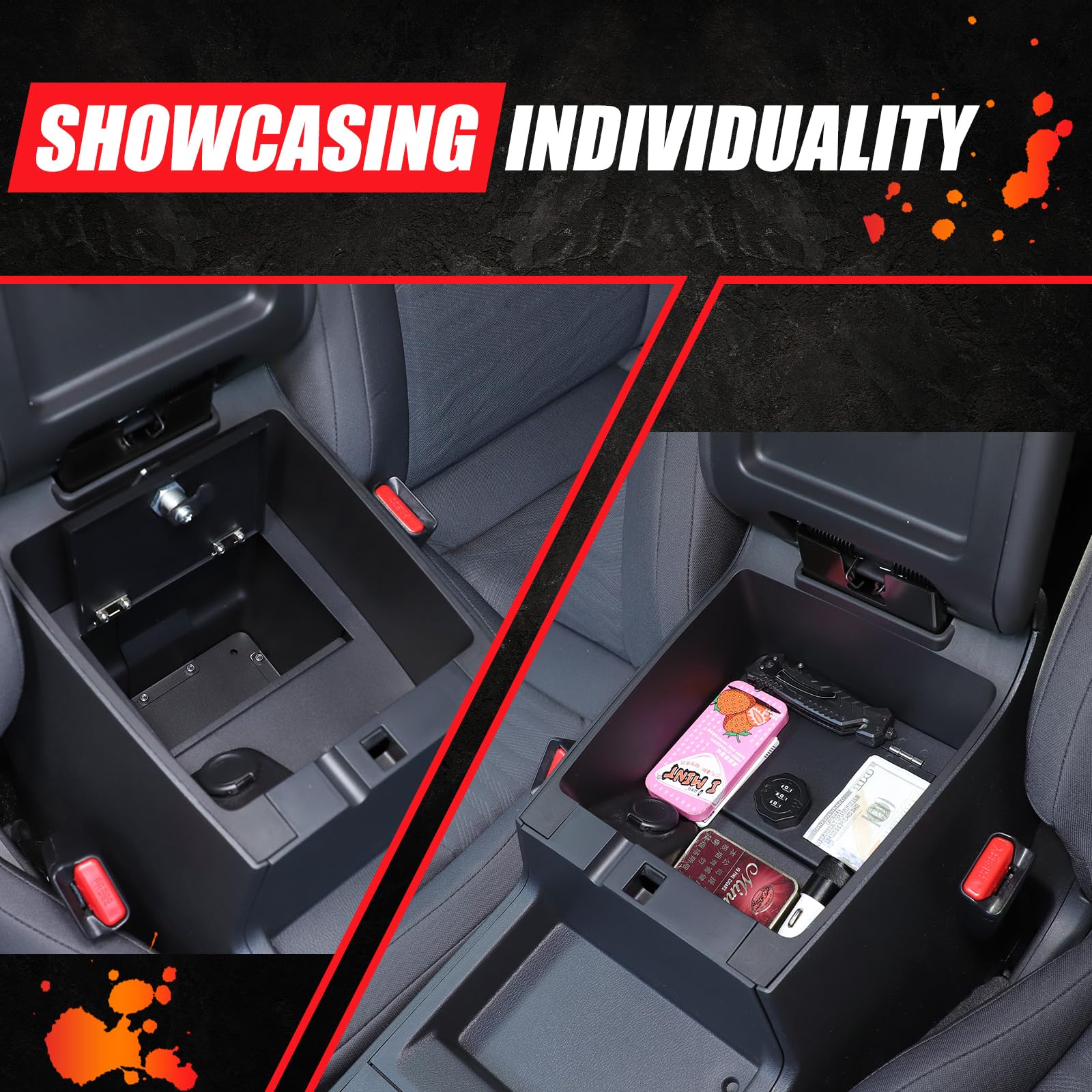 Daeiclru Center Console Safe Box with Password Lock for Nissan Frontier 2022-2025 - Secure Armrest Storage Organizer for Car Accessories, Valuables & Documents - Perfect for Road Trips, Daily Commute and Vehicle Security