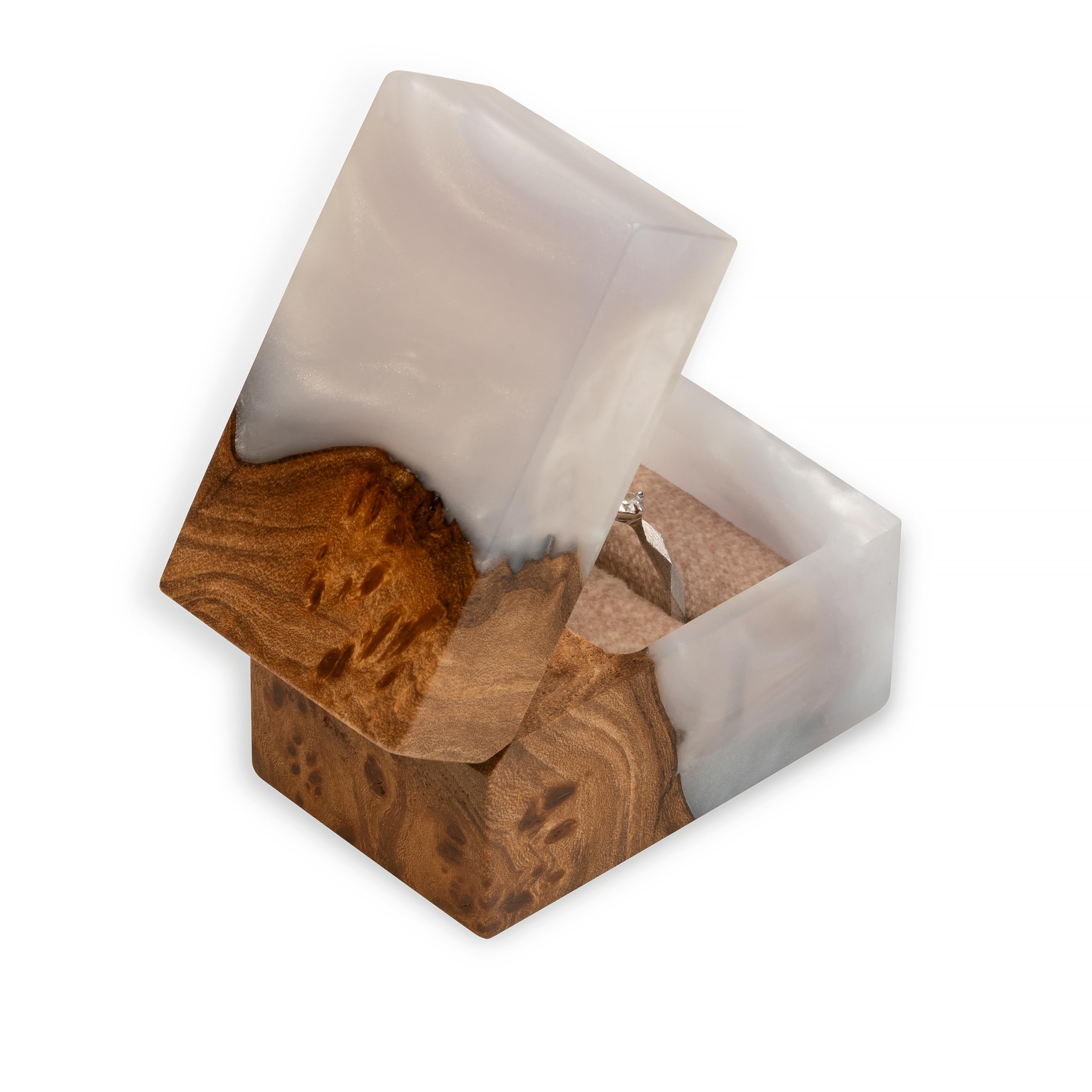 Exquisite Handcrafted Wooden Ring Box - Unique Engagement Ring Bearer Box for Wedding Proposals & Vows - Premium Ring Holder Display for Women & Men (Platinum Finish) - Perfect for Romantic Proposals, Wedding Ceremonies & Anniversary Gifts