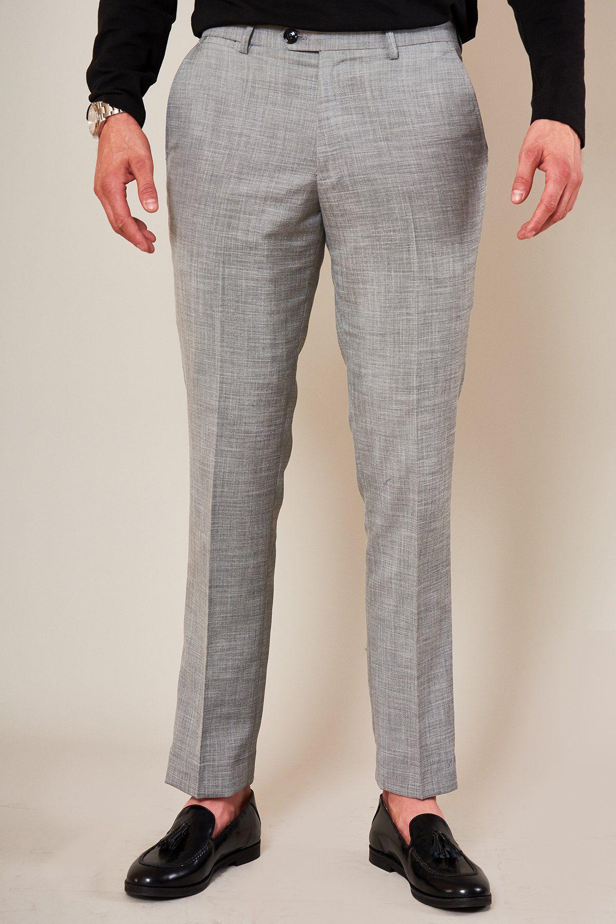 BEN Silver Grey Slim Tailored Trousers for Men - Professional Office Pants, Business Casual Dress Pants - Perfect for Work, Interviews & Formal Occasions