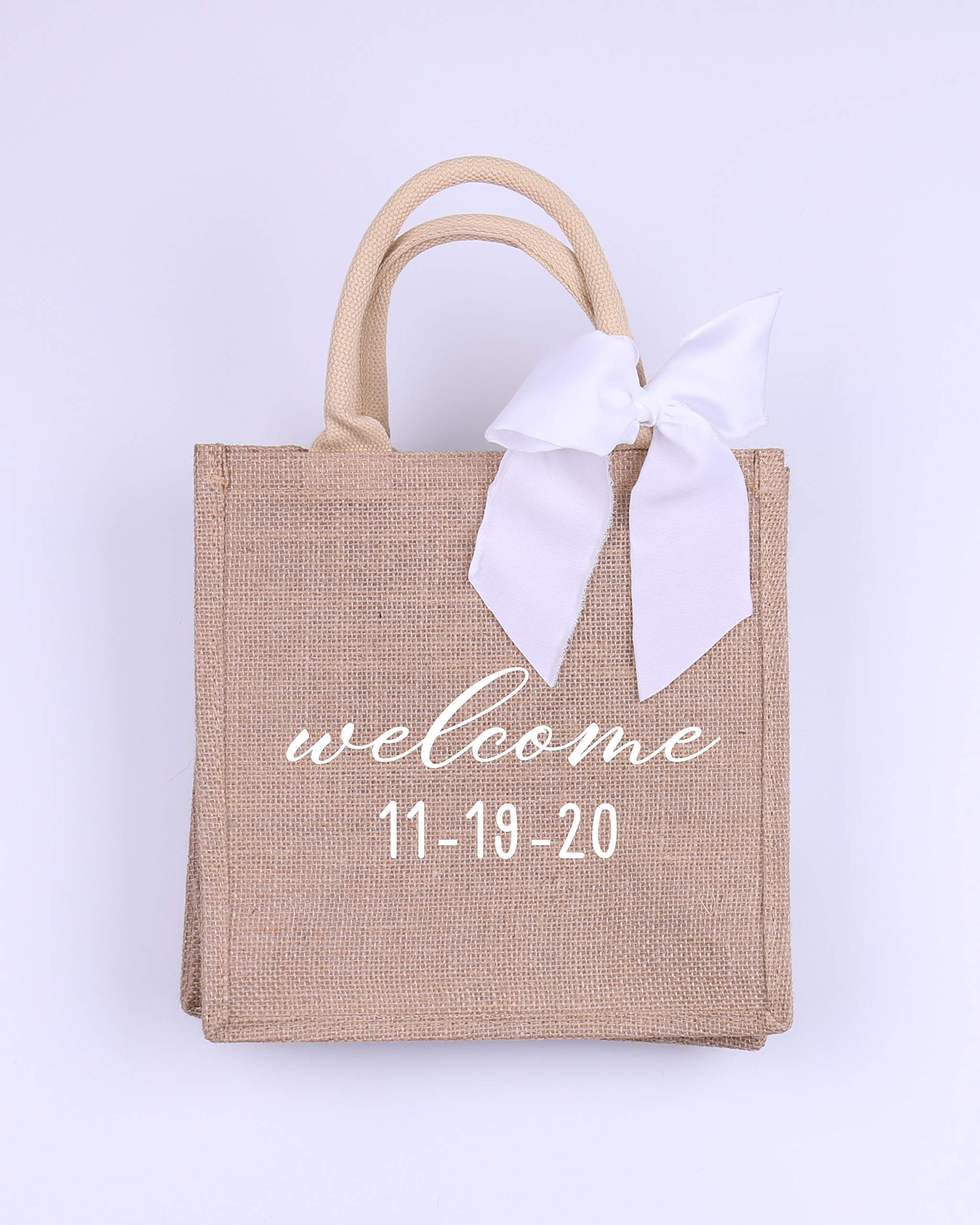 Custom Burlap Tote Bag with Satin Ribbon - Personalized Bridesmaid Gift, Bachelorette Party Favor, Beach Book Bag & Eco-Friendly Shopping Tote for Weddings, Showers & Outdoor Events