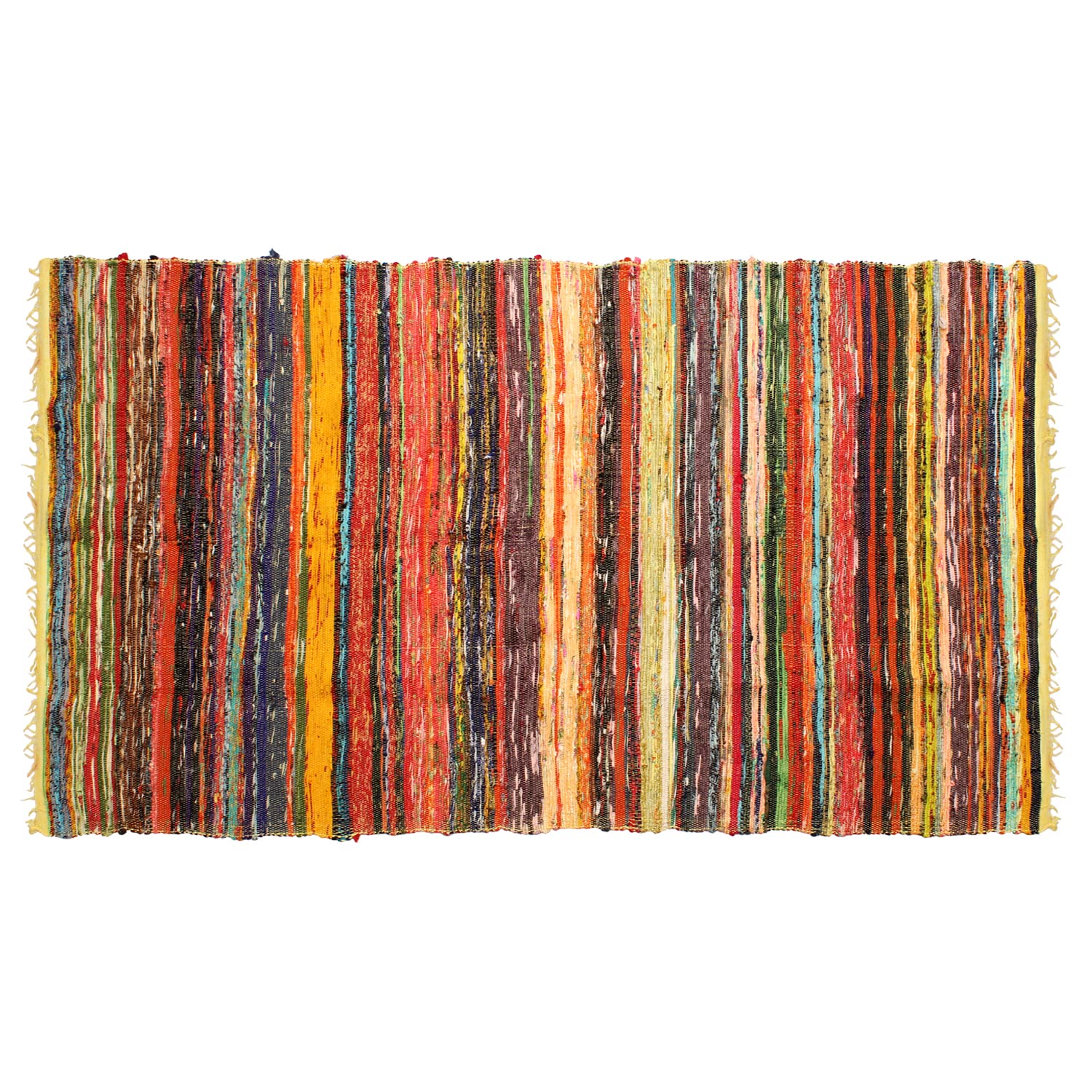 Handwoven Recycled Cotton Chindi Rag Rug 4x6 Feet - Reversible, Multi-Color, Rustic Design for Living Room & Kitchen - Mustard Color Runner Rug | Eco-Friendly Home Decor | Perfect for Boho, Farmhouse, or Vintage Style Spaces