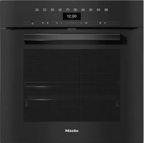 Miele 60cm Built-In Oven H 7464 BP VitroLine Obsidian Black Pyrolytic Self-Cleaning Oven - Perfect for Modern Kitchens, Baking, and Roasting