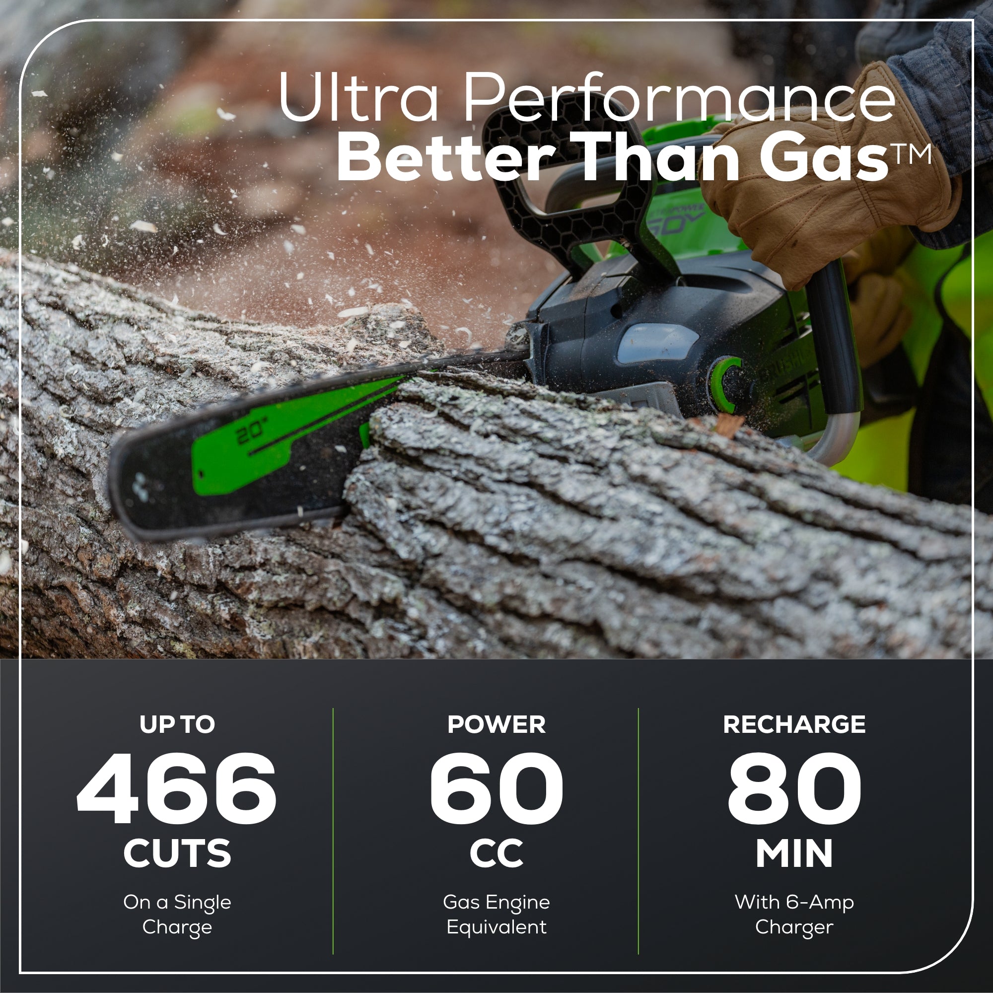 60V 20-Inch Cordless Battery Chainsaw & 10-Inch Pole Saw Combo Kit with 8.0Ah Battery & Rapid Charger - Perfect for Tree Trimming, Landscaping, and DIY Wood Cutting Projects