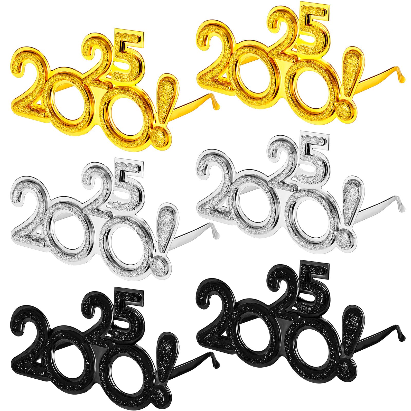 Flutesan 6 Pairs 2025 New Year Eve Party Glasses - Funny Photo Props & Celebration Sunglasses for NYE Parties, Countdown Events & Festive Gatherings