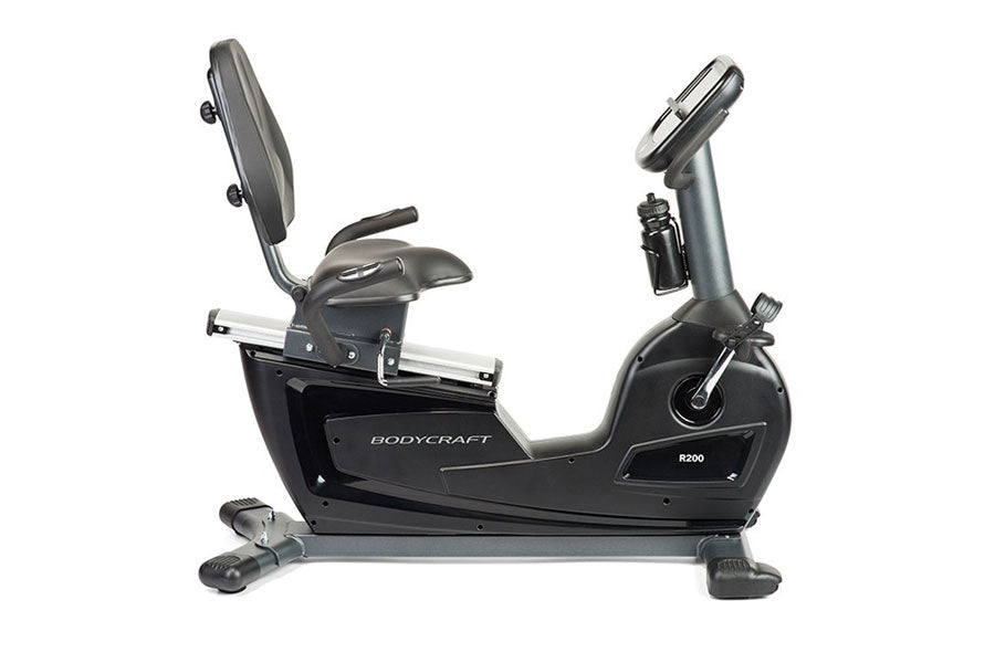 BodyCraft R200 Semi Recumbent Exercise Bike for Home Gym - Low Impact Cardio Workout Machine for Seniors & Rehabilitation - Compact Indoor Cycling Bike with LCD Monitor & Adjustable Resistance
