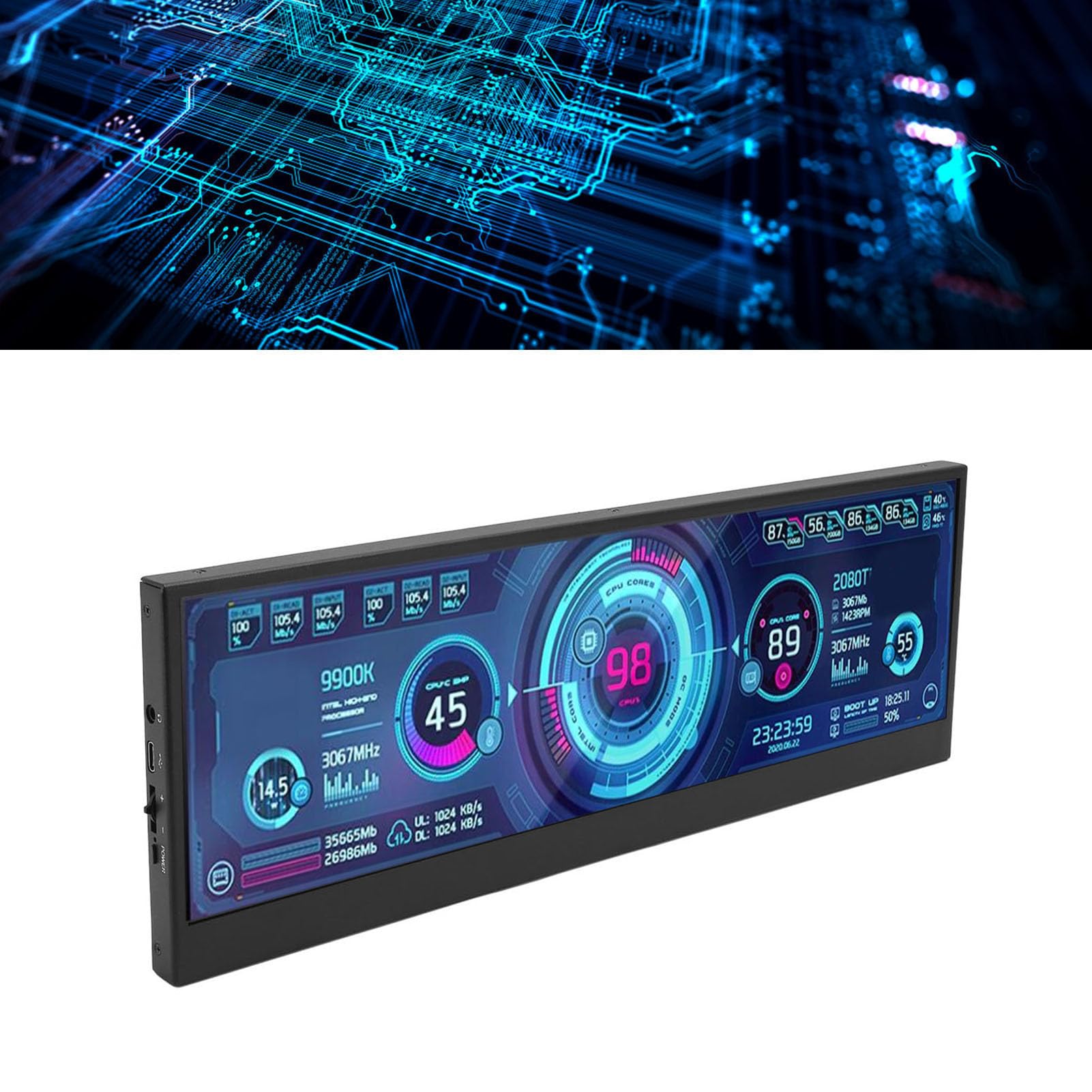Annadue 14-inch Computer Temperature Monitor with 1920x550 HD Resolution - Eye Protection Screen, Mini HDMI Interface - Ideal for Professionals, Programmers & Students - Perfect for Coding, Gaming & Office Work
