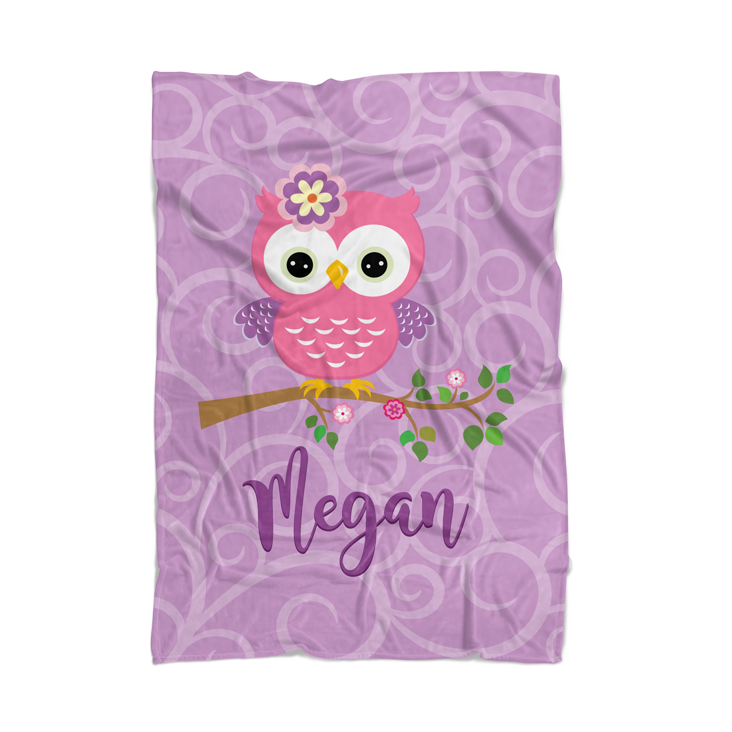 Personalized Owl Blanket with Name - Soft Purple Bird Design for Kids & Adults - Perfect for Gifts, Bedroom Decor, and Cozy Nights
