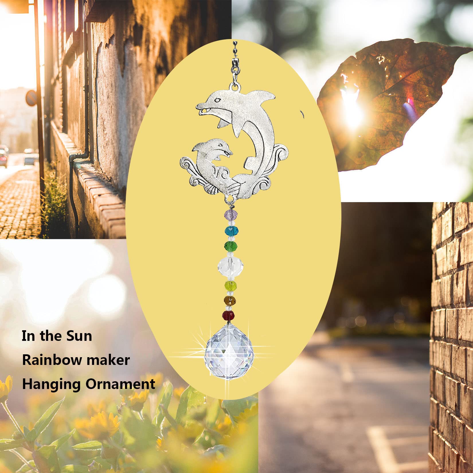 Crystal Dolphin Sun Catcher - Window Hanging Rainbow Maker Ornament with Prisms for Home & Garden Decor | Perfect for Living Rooms, Bedrooms, and Outdoor Spaces