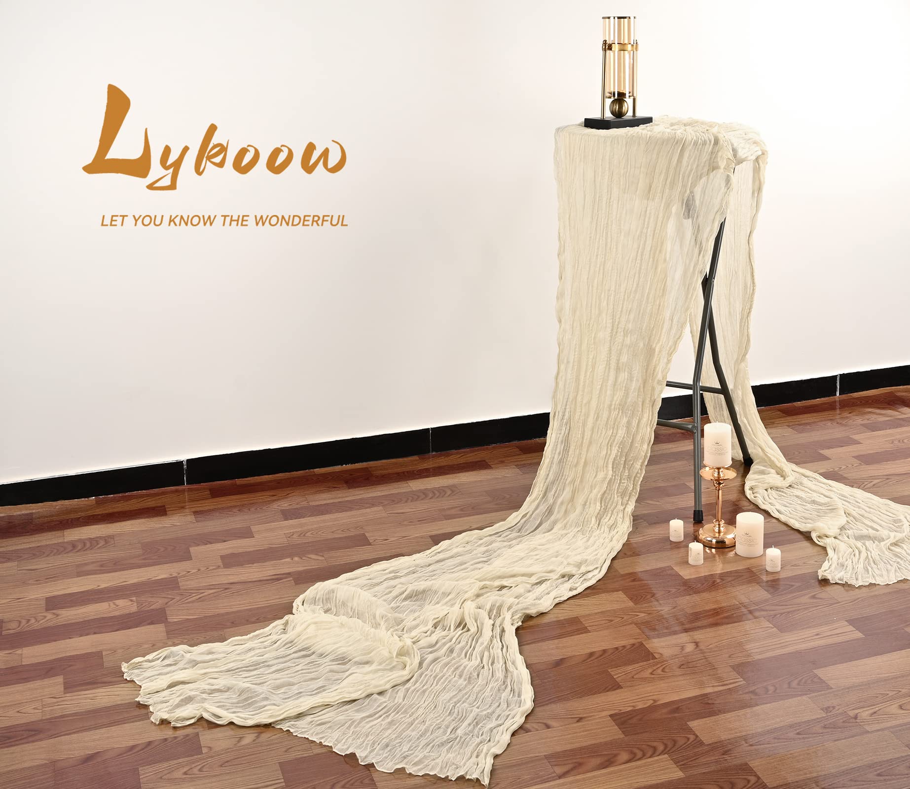 3-Pack Ivory Cheesecloth Table Runner, 10Ft x 35