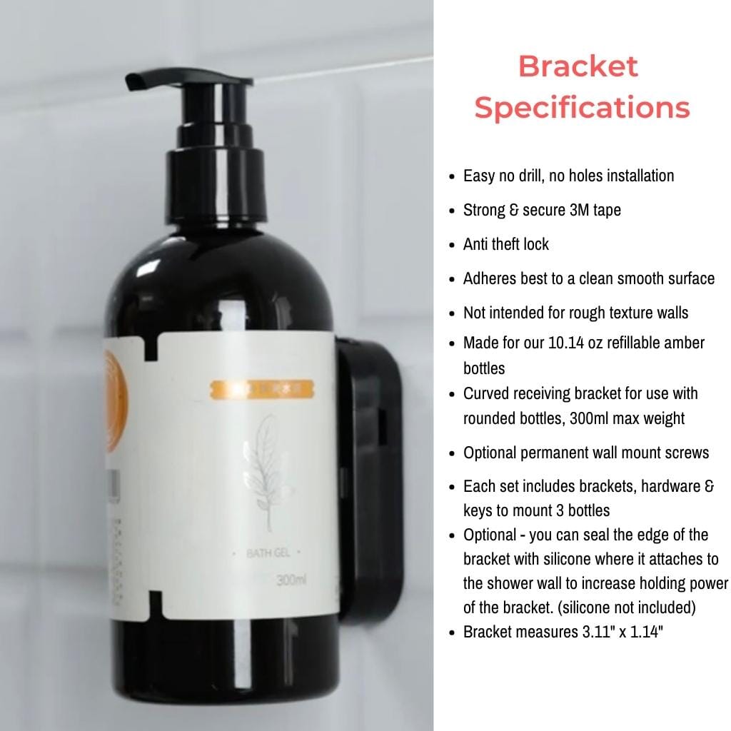 3-Pack No-Drill Shower Wall Mount Dispenser - Self-Adhesive Bathroom Organizer for Shampoo, Soap & Beauty Products | Space-Saving Storage Solution for Showers, Bathrooms & RVs