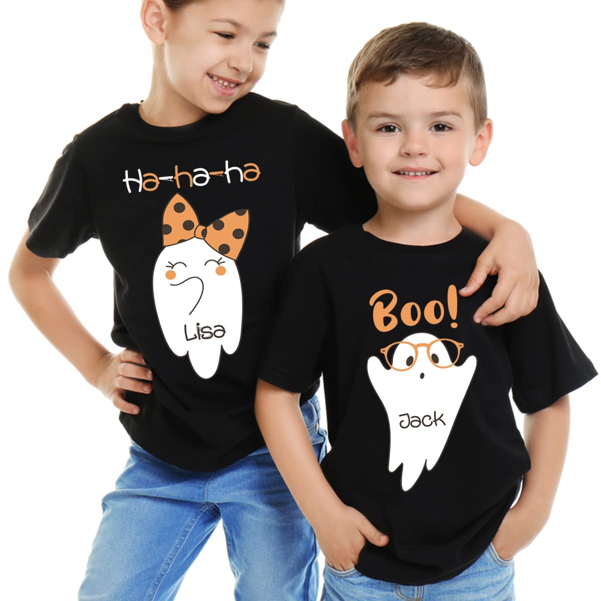 Personalized Ghost Costume Halloween Boo Shirt for Kids - Cute Halloween Costume Shirt for Boys & Girls - Perfect for Trick-or-Treating, Halloween Parties & Spooky Fun
