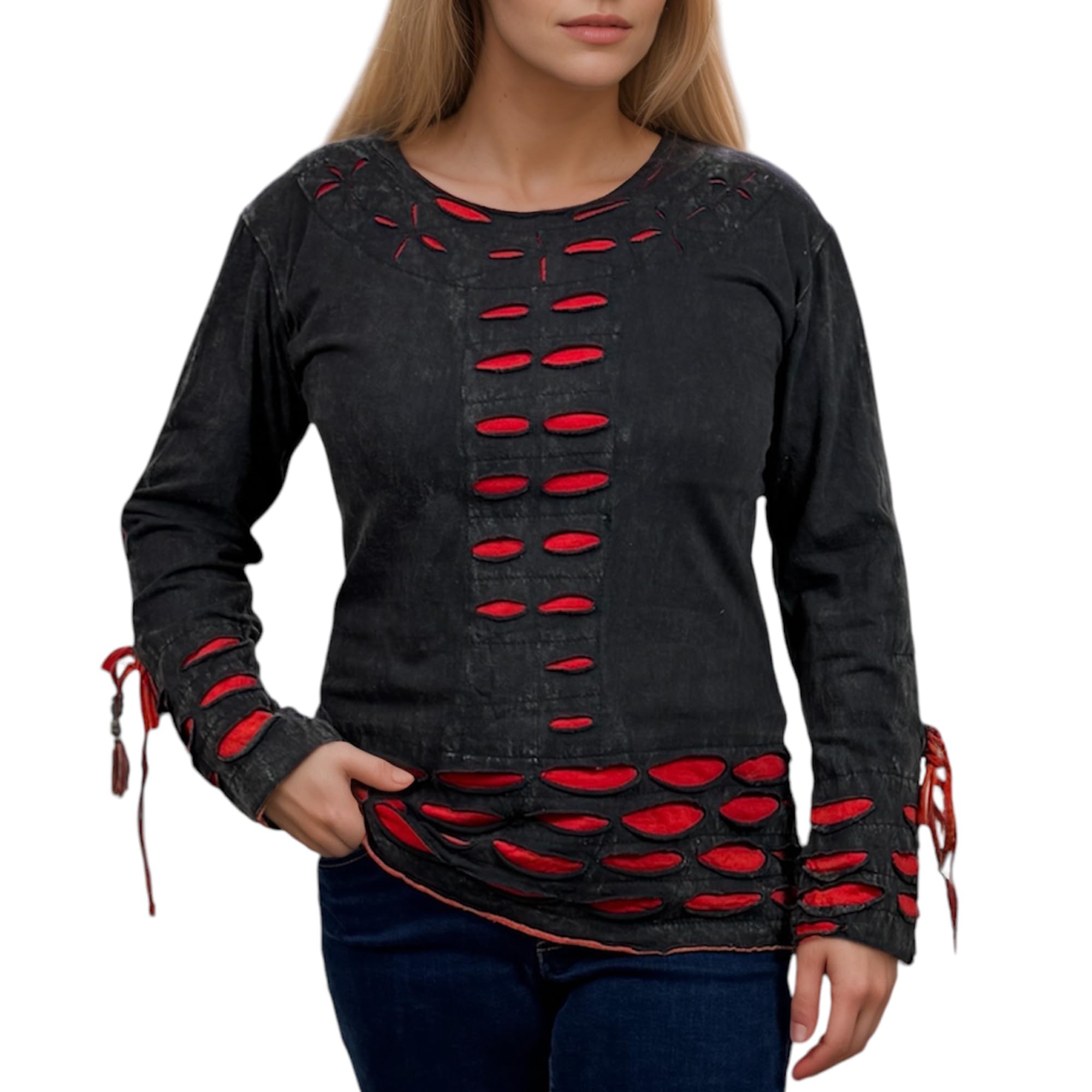 Agan Traders 2025 Spring Cotton Boho Bohemian Rib Top Blouse for Women - Stylish Casual & Party Wear - Perfect for Date Night, Office & Vacation Outfits