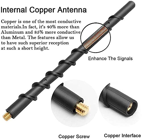 8 Inch Short Antenna for 2007-2025 Jeep Wrangler & Gladiator (JK JL JT) - Compatible with Rubicon, Sahara, Mojave, Sport, Willys & 4xe Models - Durable Stubby Replacement Antenna Accessory - Perfect for Off-Roading & Daily Driving