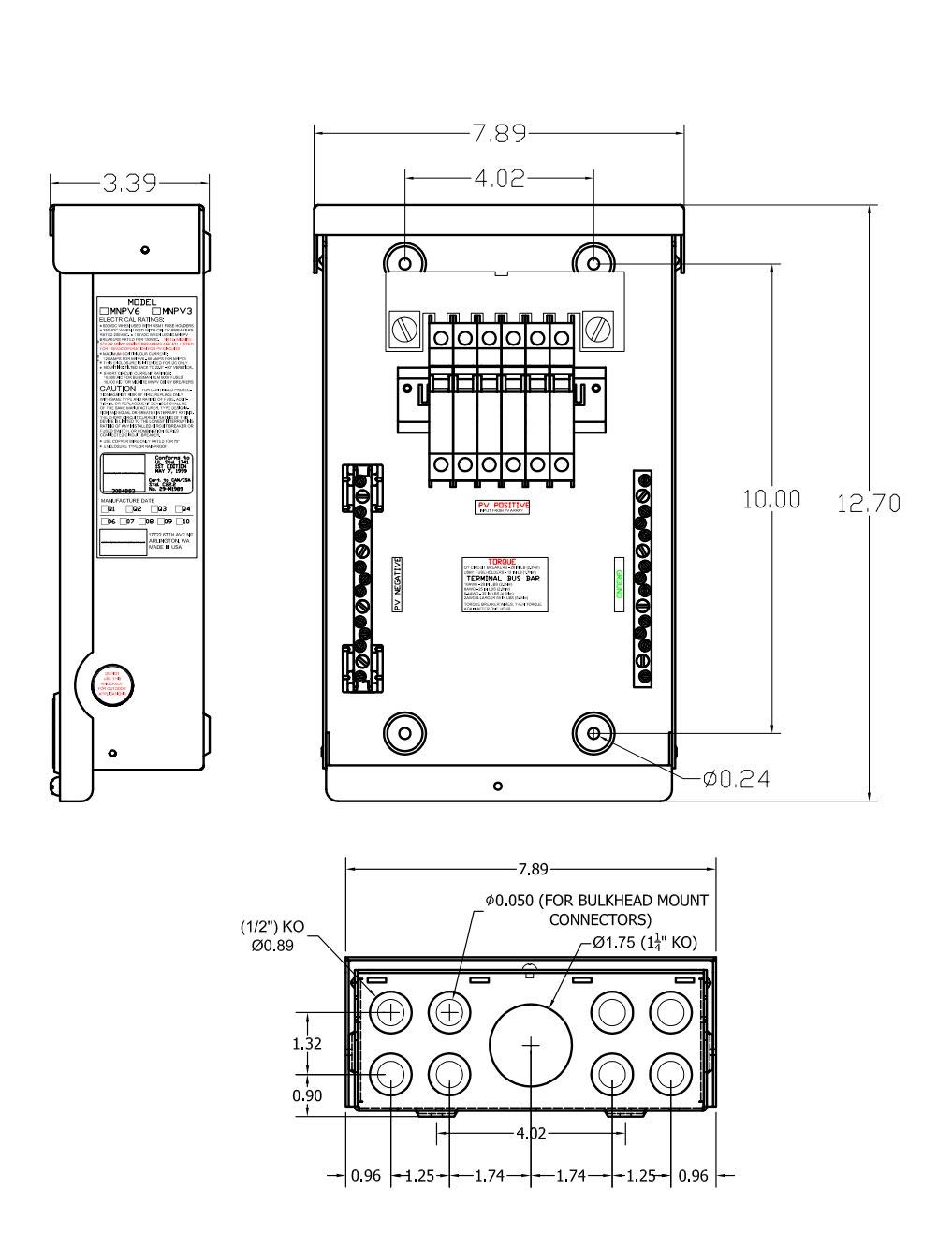 MidNite Solar MNPV6-250 250V 6 String PV Combiner Box for Solar Panel Systems - Perfect for Home, RV & Off-Grid Solar Installations