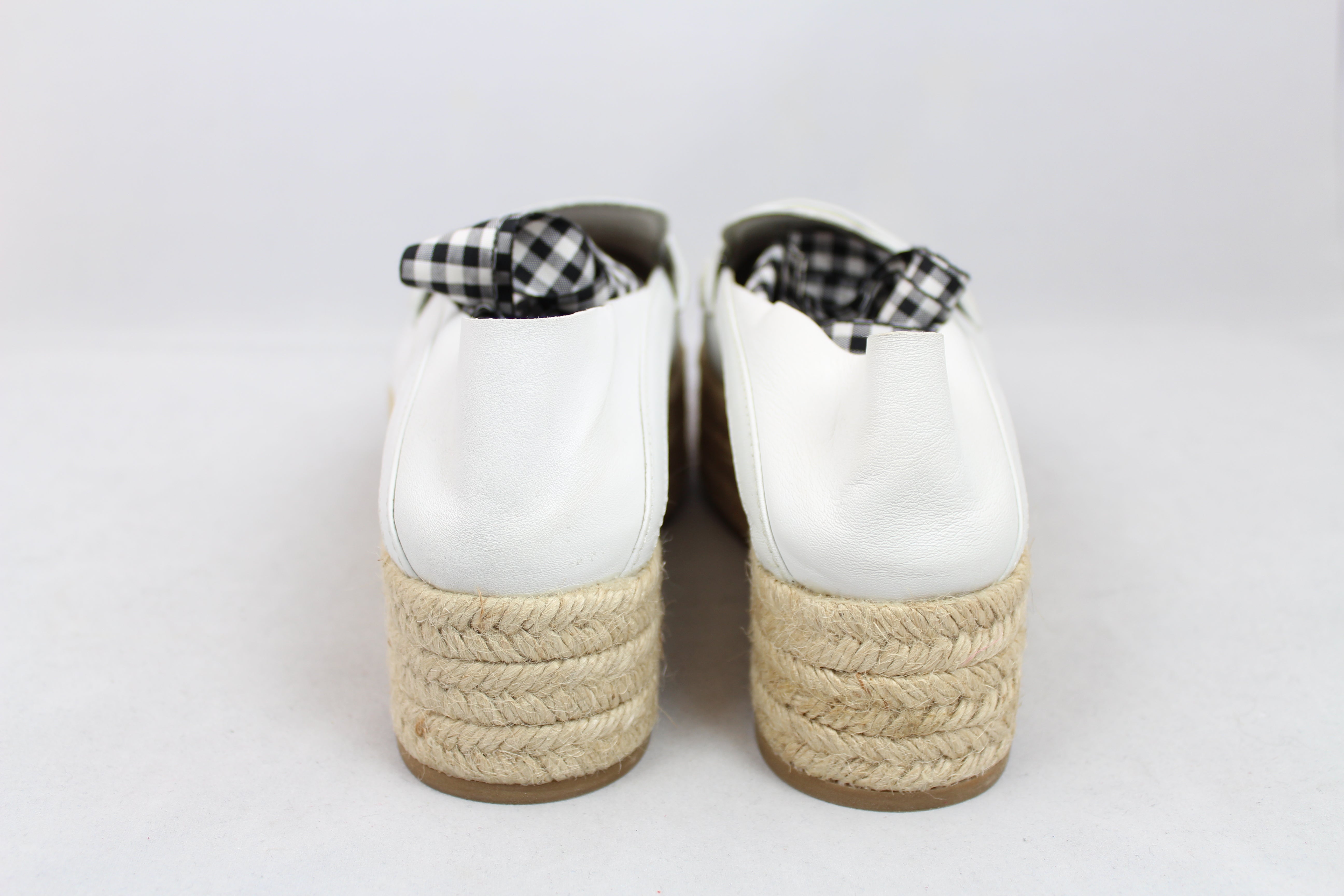 Miu Miu White Leather Platform Espadrillas with Laces - Women's Size 38 EU | Casual Summer Shoes for Beach, Vacation & Everyday Wear