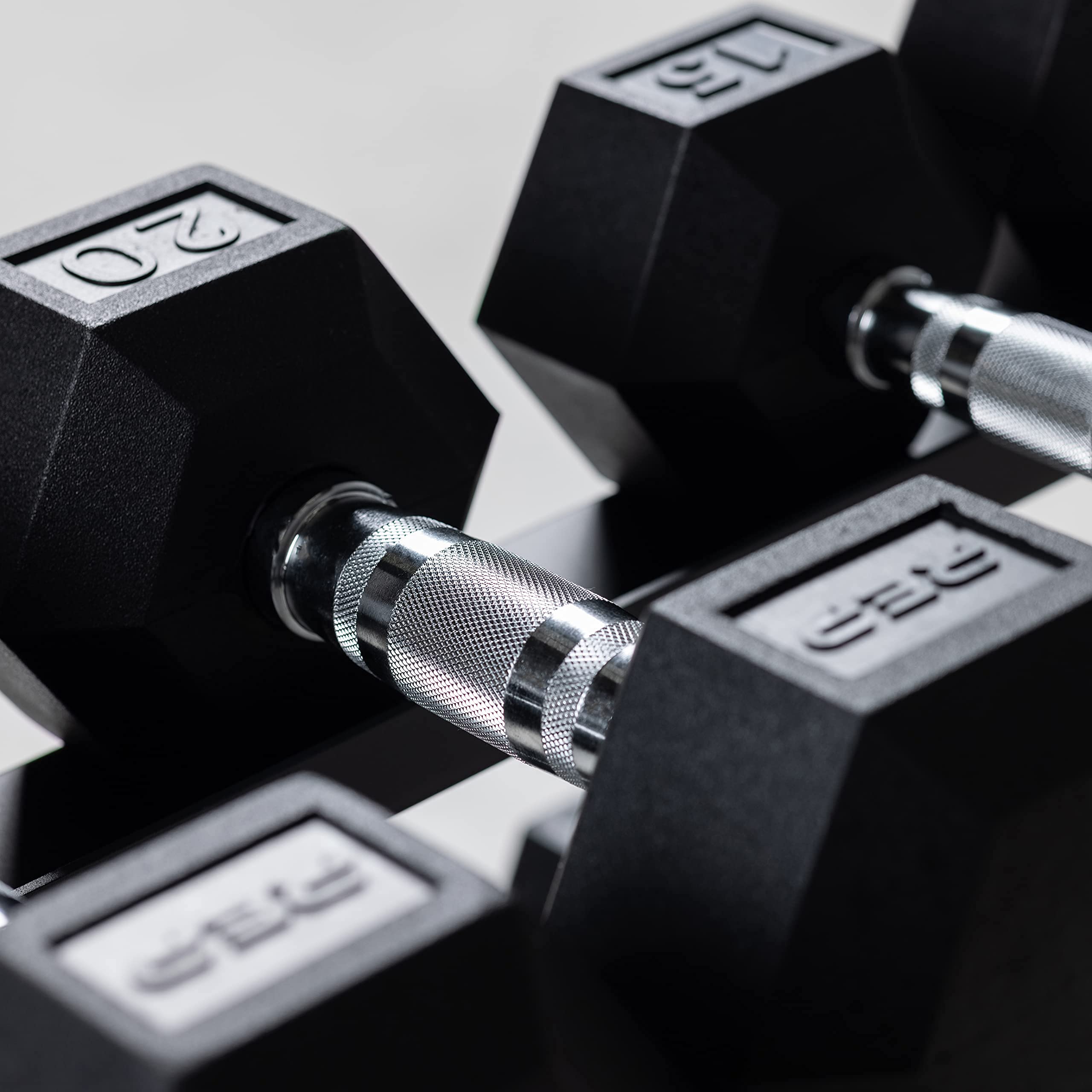 REP FITNESS 5-50LB Adjustable Dumbbell Set with Matte Black 3-Tier Storage Rack - Home Gym Equipment for Strength Training & Weightlifting Workouts