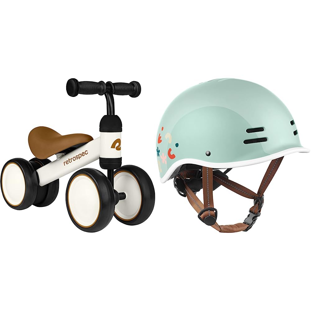 **Retrospec Cricket Baby Walker Balance Bike - 4-Wheel Toddler Bike for 12-24 Months | First Bicycle Toy for 1 Year Old Boys & Girls | Indoor & Outdoor Learning Ride-On Toy**