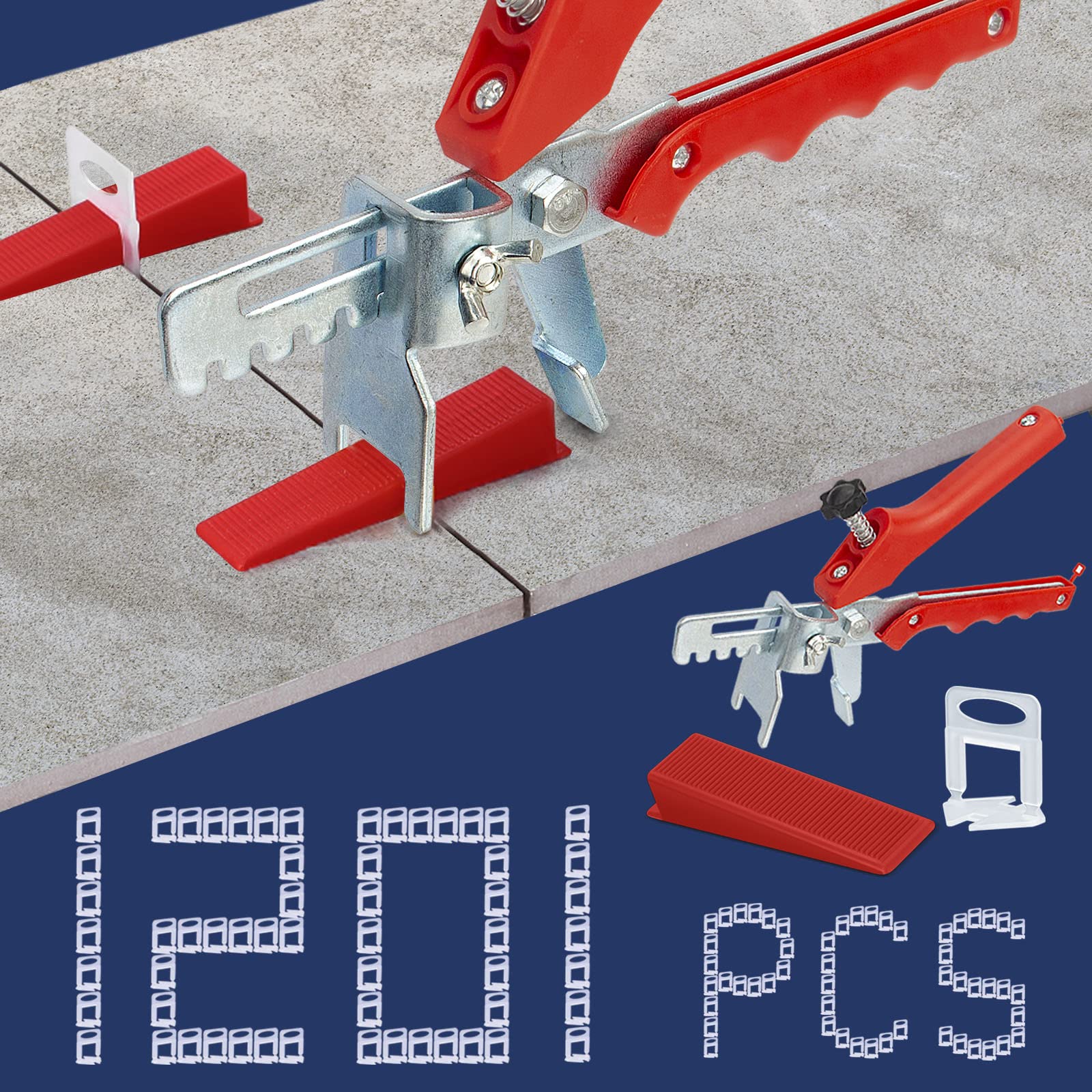 **Professional Tile Leveling System Kit - 1000PCS Tile Spacers, 200PCS Reusable Wedges & Tile Plier - 1/8 Inch Tile Leveler Tools for Ceramic, Stone, and Marble Installation - Perfect for DIY, Bathroom, Kitchen & Floor Tiling**