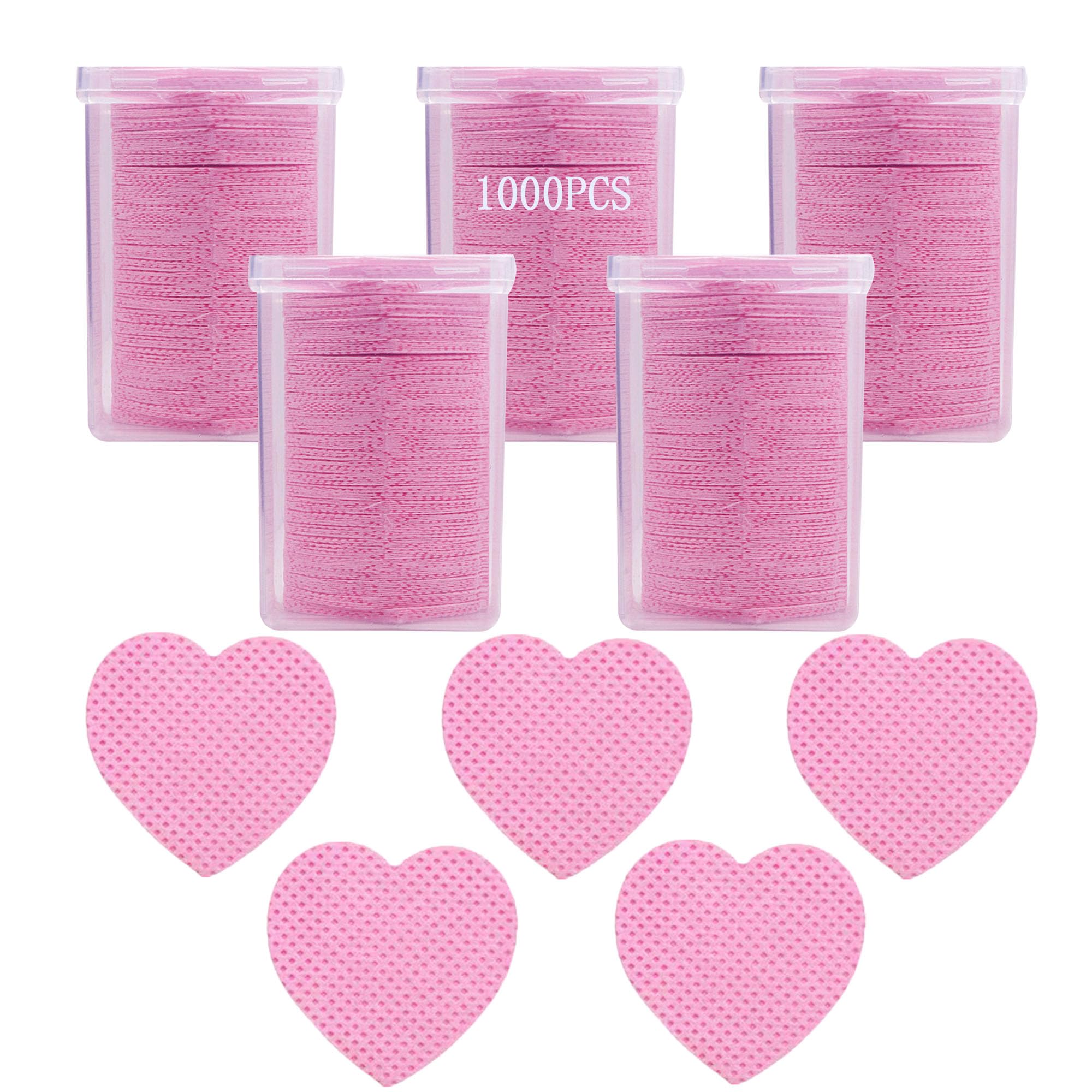 1000 PCS Lint-Free Nail Wipes & Eyelash Extension Glue Remover Wipes - Hypoallergenic Nail Polish Remover Pads for Lash Extensions, Gel Manicures & Lash Glue Cleaning - Pink | Salon & Home Use for Professional & DIY Beauty Care