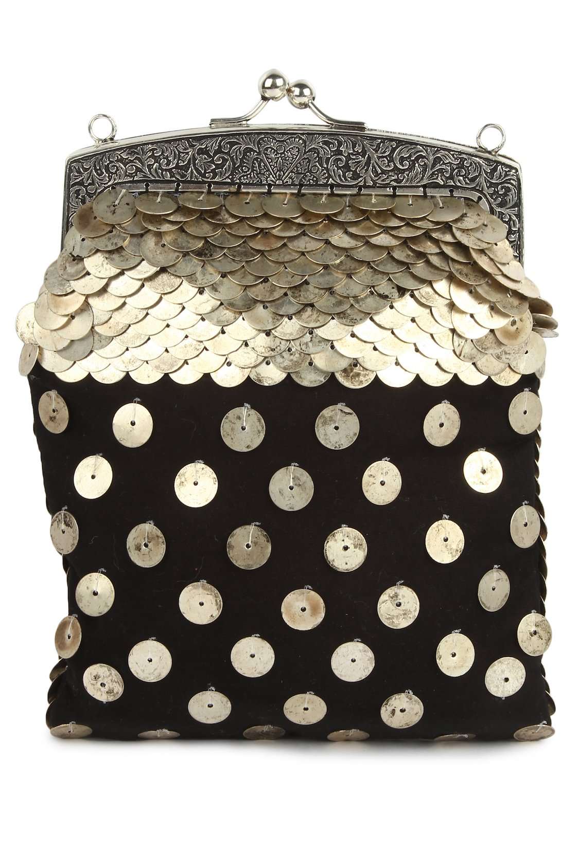 Stylish Kaylee Silver & Black Brass Frame Handbag for Women - Elegant Crossbody Purse with Vintage Design - Perfect for Work, Parties & Evening Events