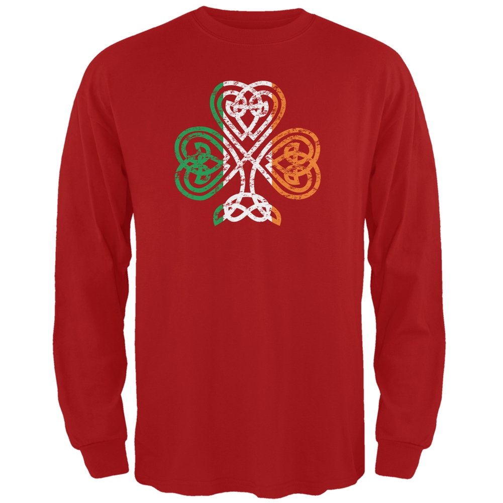 Old Glory St. Patrick's Day Shamrock Knot Long Sleeve T-Shirt for Adults | Irish Pride Apparel for Festivals & Holiday Celebrations