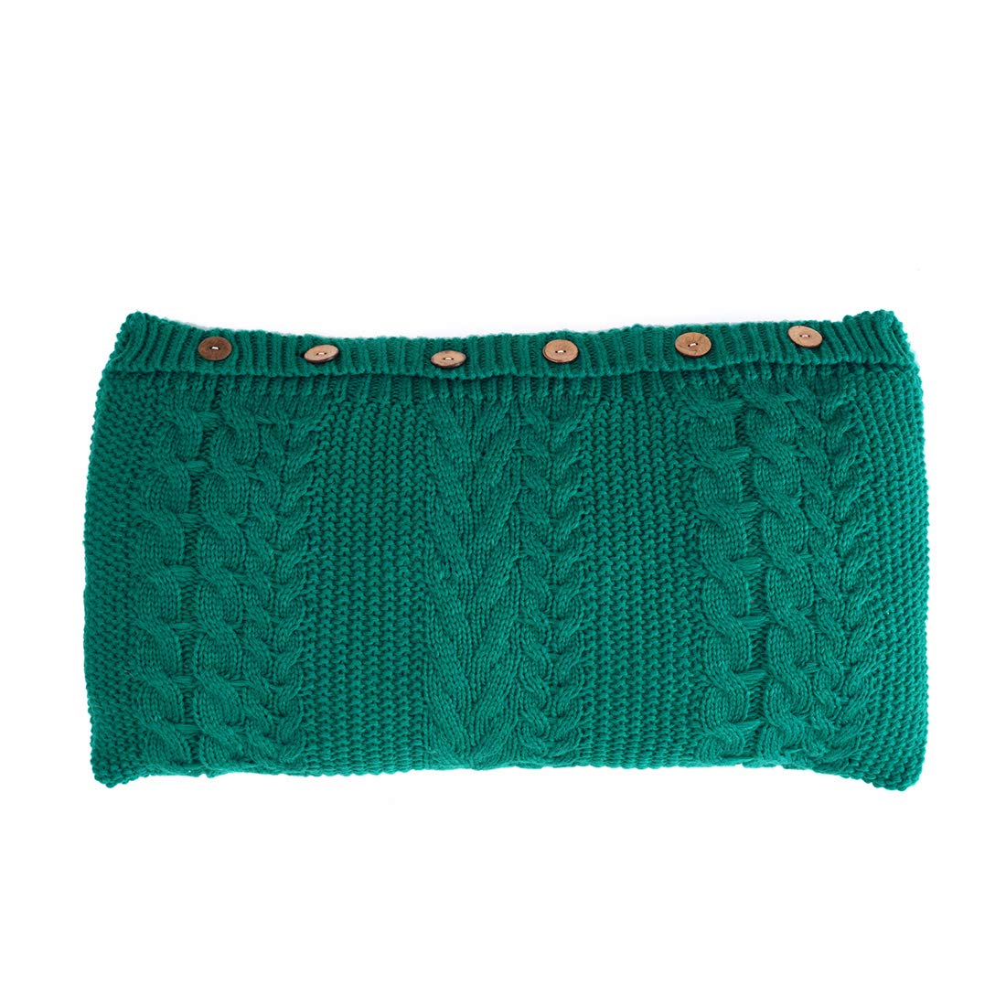 Vctops Decorative Lumbar Knitted Throw Pillow Cover with Insert - Soft Button Closure Cozy Cushion for Sofa, Bed, Chair (Green, 14x26 Inches) - Perfect for Living Room, Bedroom & Home Decor