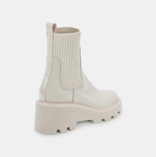 Hoven H2O Waterproof Leather Boots for Women - Ivory Fashion Ankle Boots | Comfortable & Stylish for Rainy Days, Outdoor Walking & Casual Wear