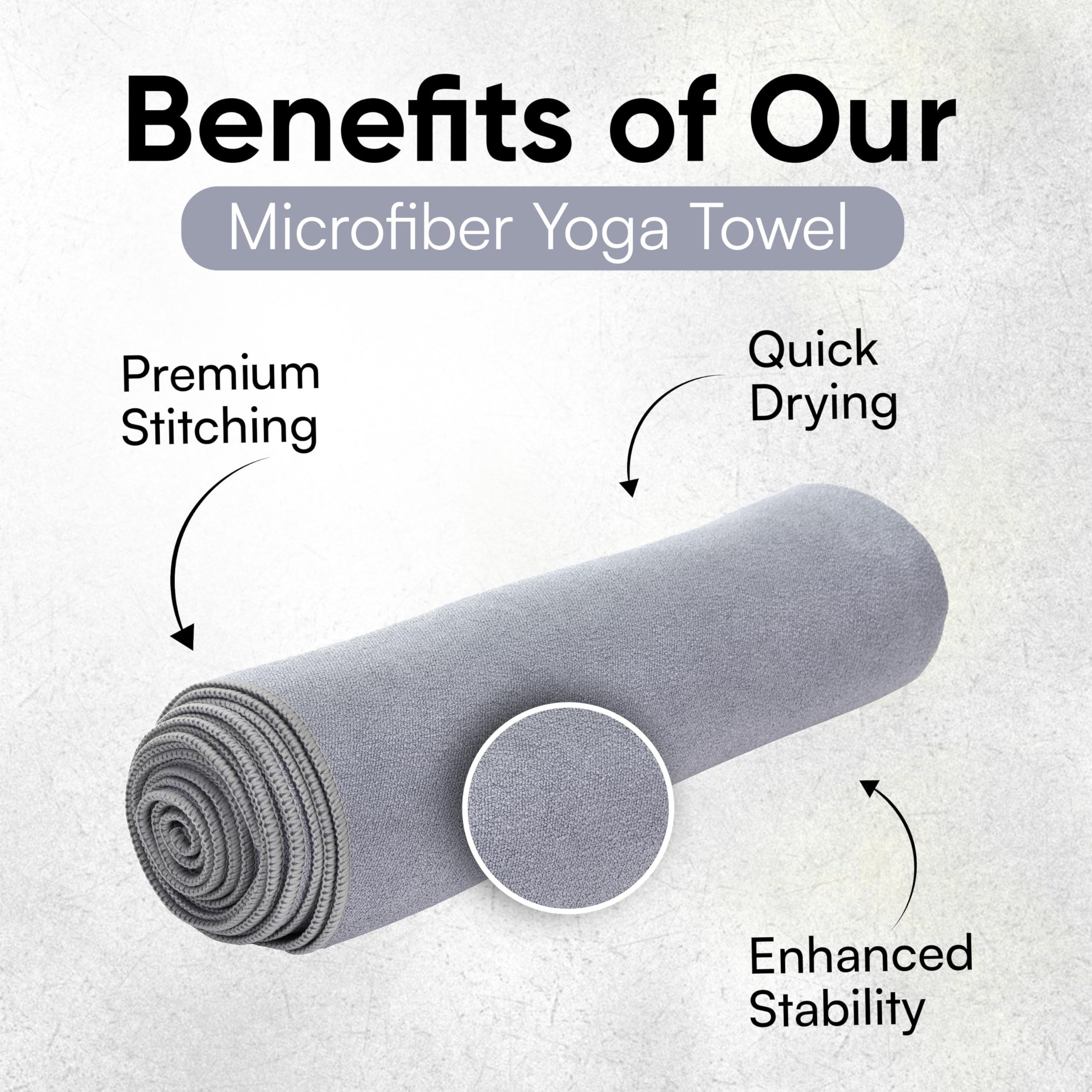 Premium Double-Sided Microfiber Yoga Towel - Non-Slip, Sweat Absorbent for Hot Yoga & Bikram - Lightweight & Quick-Drying Pilates Mat Cover - 73