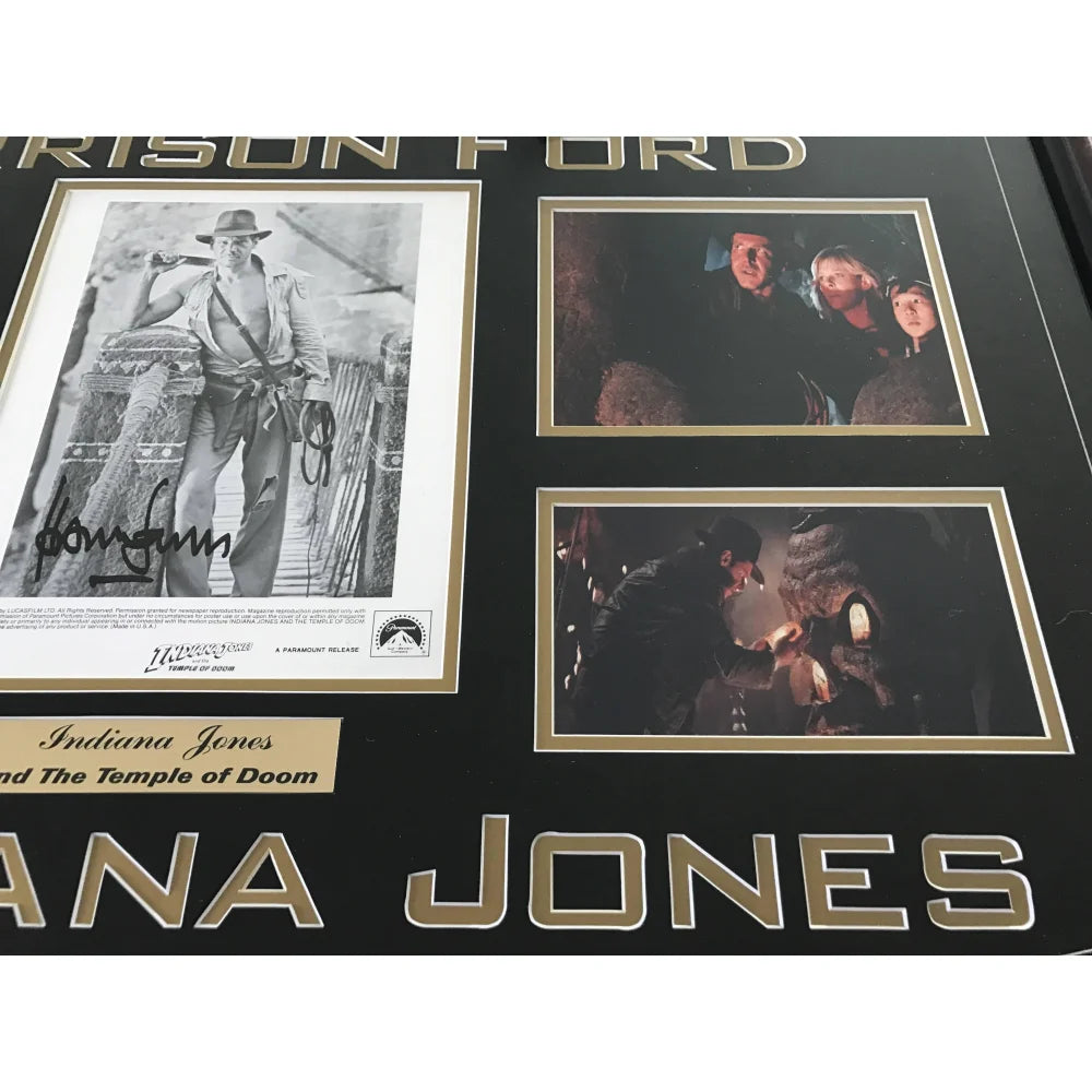 Harrison Ford Autographed Indiana Jones Temple of Doom Framed Collage with JSA COA - Perfect for Movie Memorabilia Collectors & Home Theater Decor