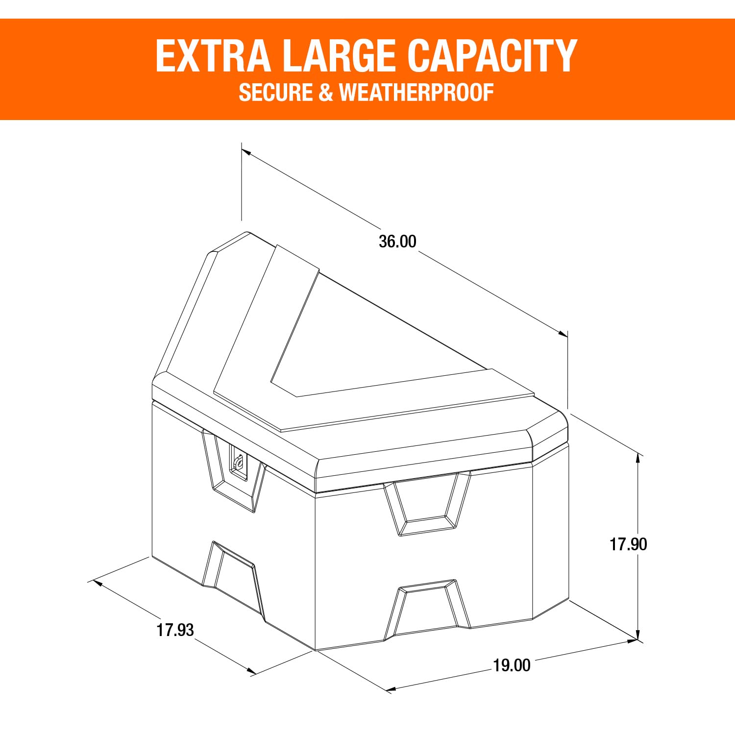 Buyers Products 1701679 White Poly Trailer Tongue Box - 18 x 19 x 36 Inch Heavy-Duty Storage Tool Box | Made in USA | Perfect for RV, Boat & Utility Trailer Organization | Weatherproof & Durable Design
