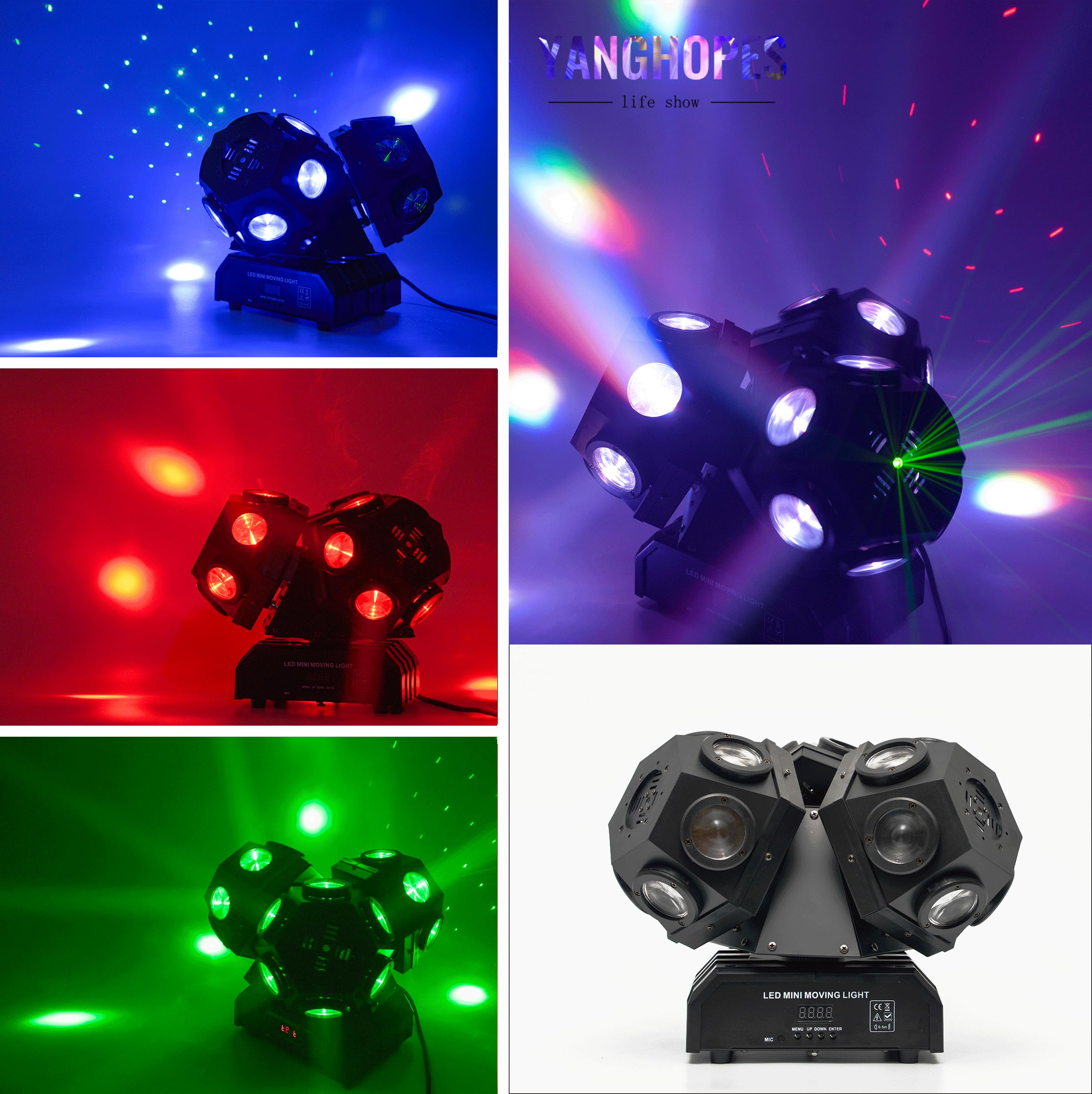 18 LEDs Moving Head DJ Light - Rotating Beam Stage Lighting with Sound Activation & DMX512 Control for DJ, KTV, Disco, Wedding, Concert, Festival - Perfect for Uplighting, Pinspot Effects, and Dynamic Party Atmosphere