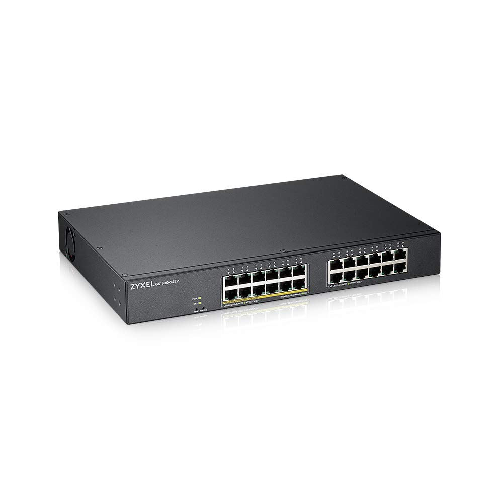 Zyxel GS1900-24EP 24-Port Gigabit Smart Managed PoE+ Switch with 12x PoE+ Ports @130W, Rack Mountable - Ideal for Office Networks, IP Camera Systems & VoIP Phone Setups
