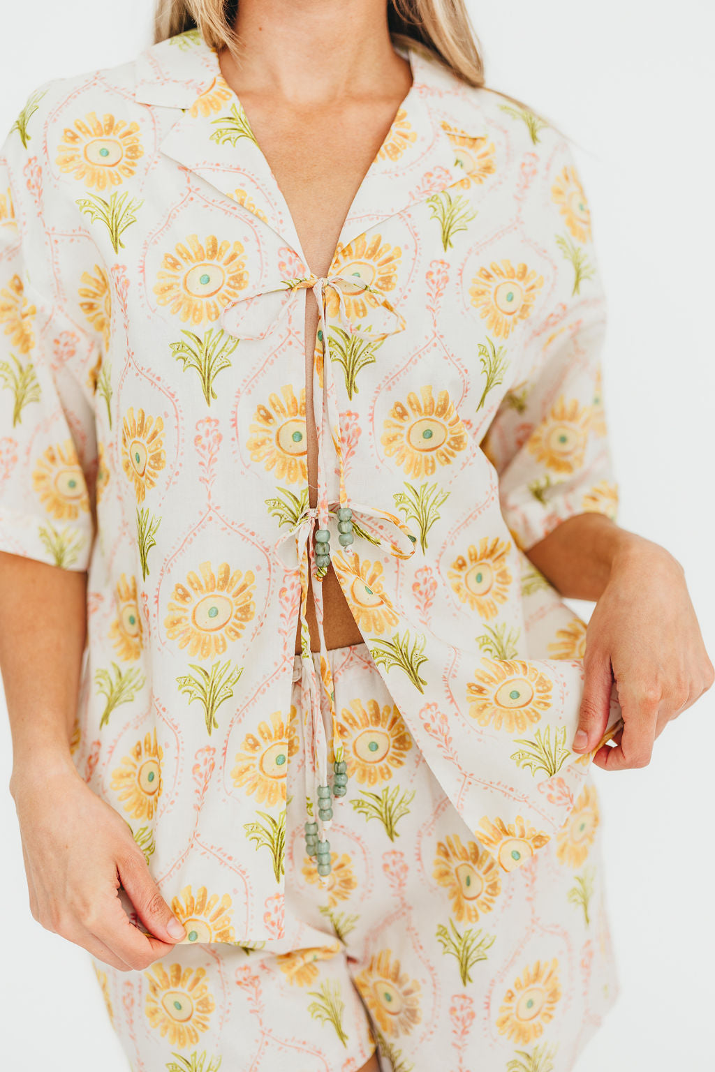 100% Cotton Floral Print Shirt & Shorts Set for Women - Casual Summer Outfit, Beach Wear, and Lounge Comfort