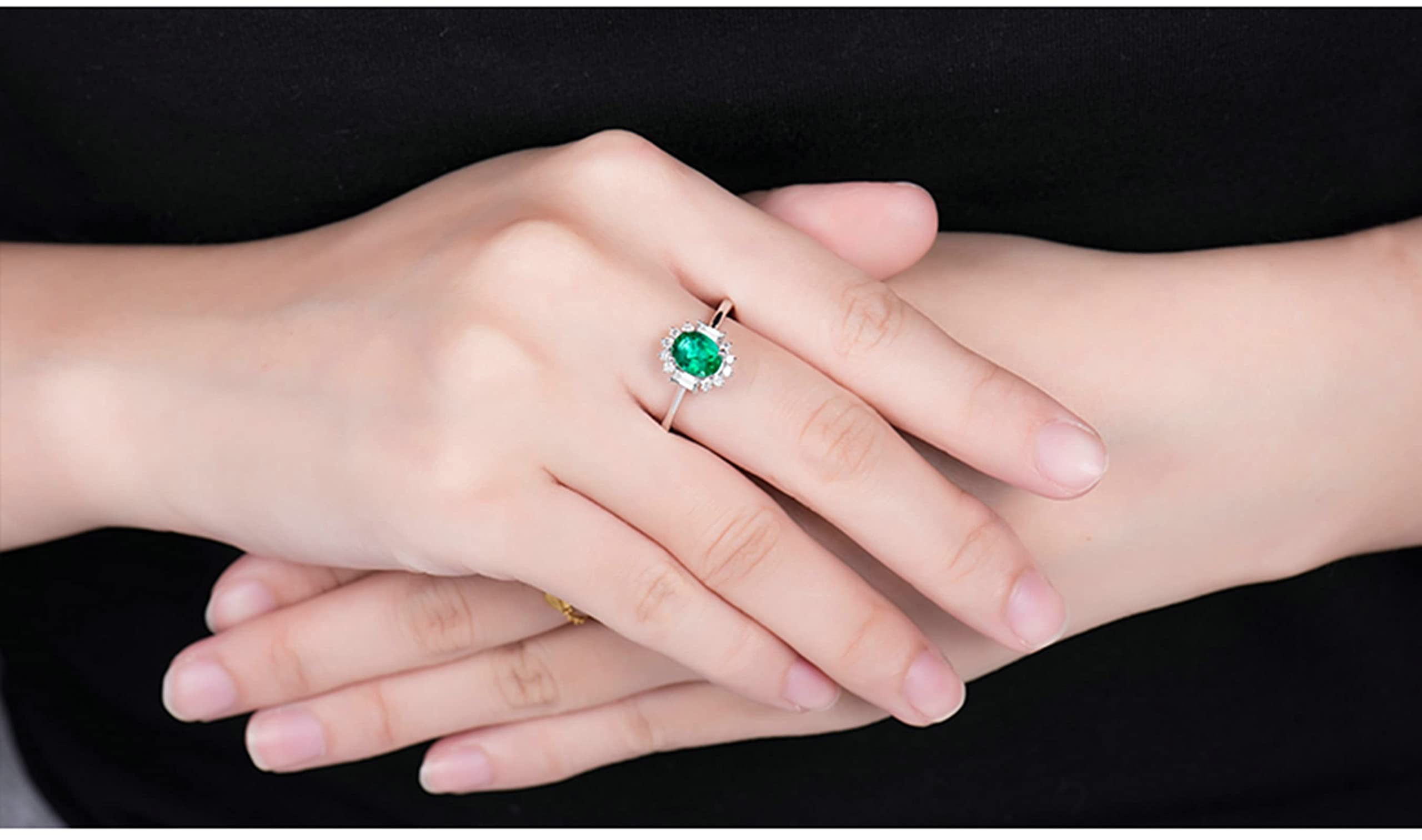 18K White Gold Wedding Rings for Women - Unique Emerald Moissanite & Zirconia Engagement Band, 925 Sterling Silver Bridal Set - Perfect for Proposals, Anniversaries and Special Occasions